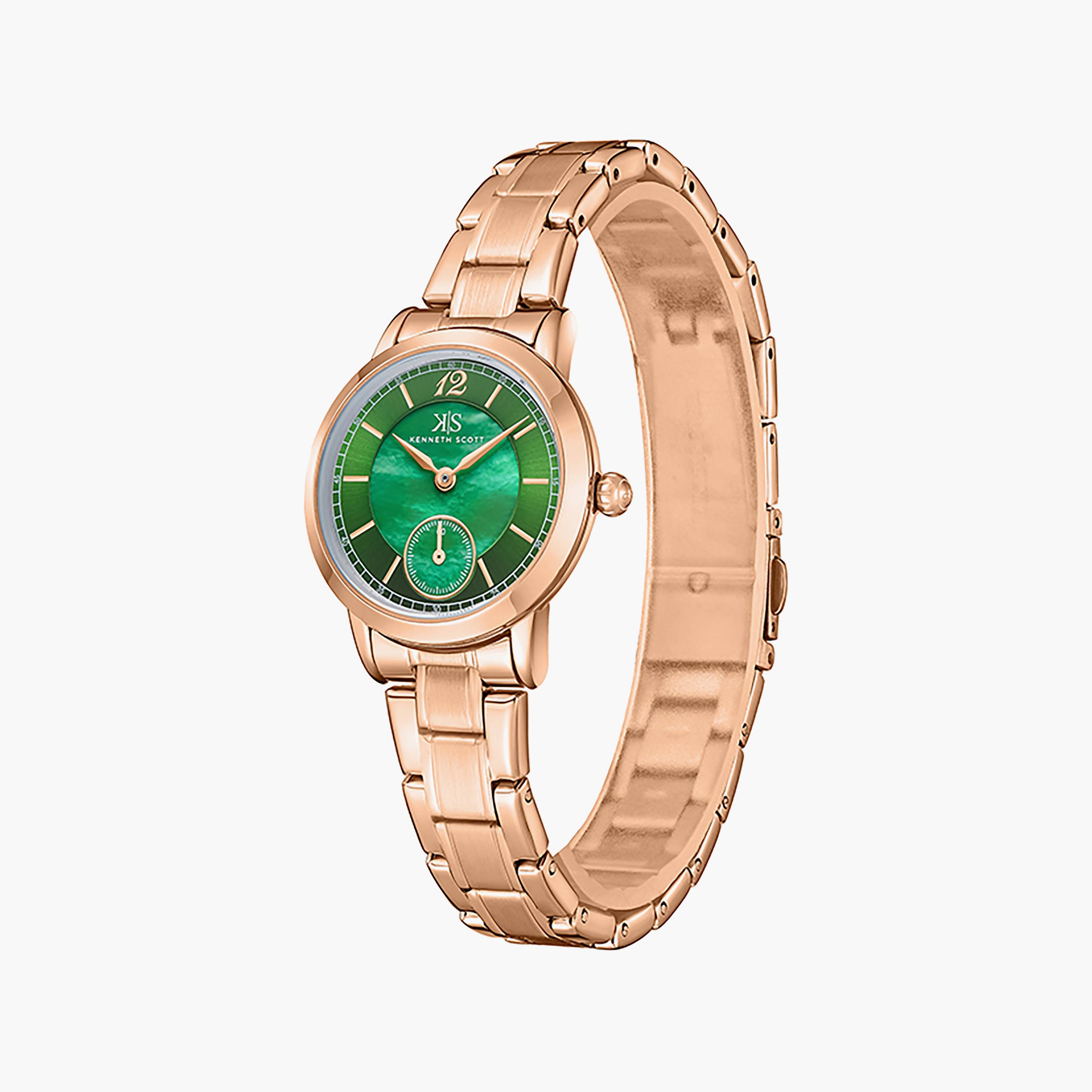 ساعة أنالوج ذھبية وردية ذات ستانلس ستيل مع 29 ملم من كينيث سكوت للنساء | K23538-RBKMG-women-watchesandjewellery-watches-image-3