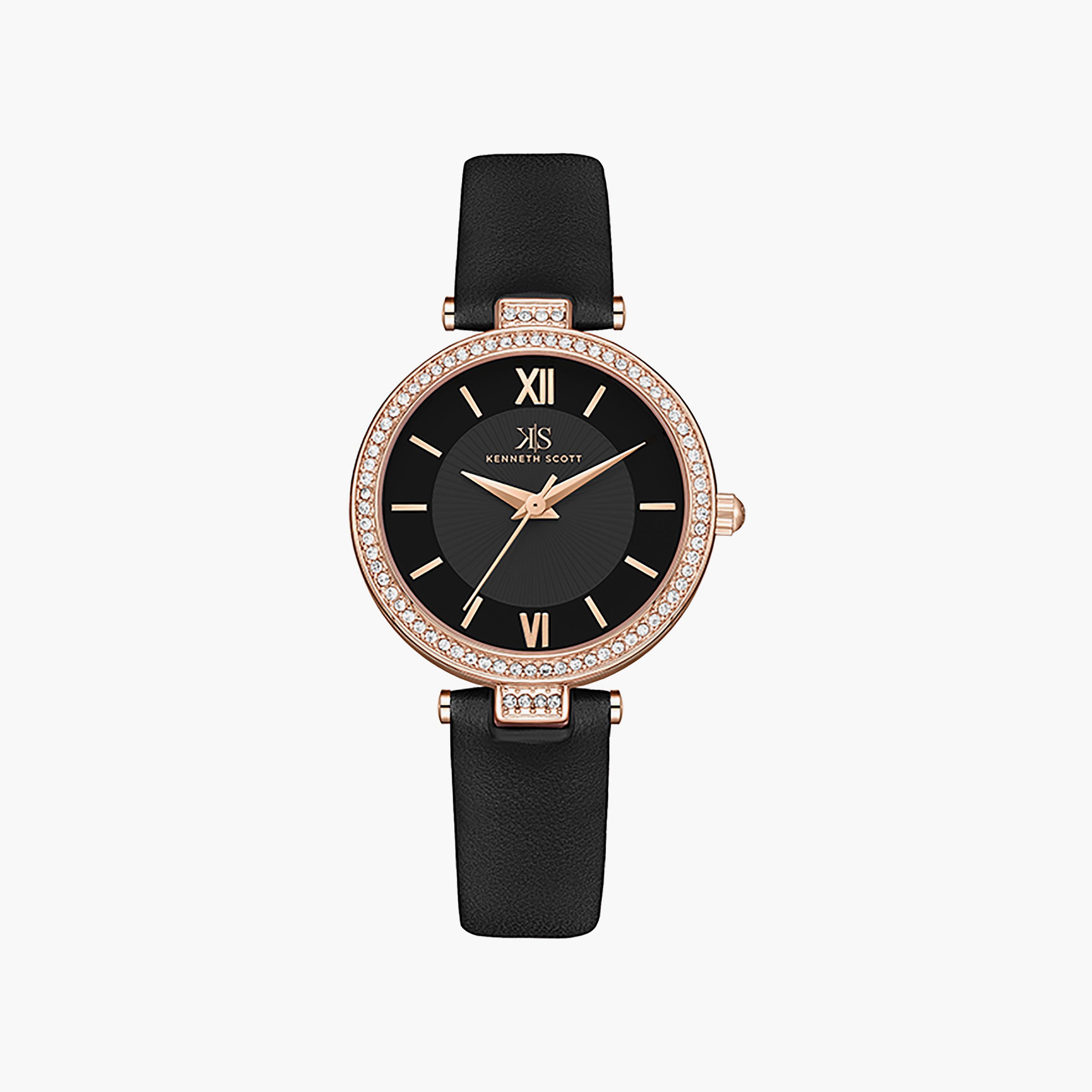 Kenneth Scott Women's 32 MM Black Analog Silicone Watch | K23539-RLBB-women-watchesandjewellery-watches-image-1