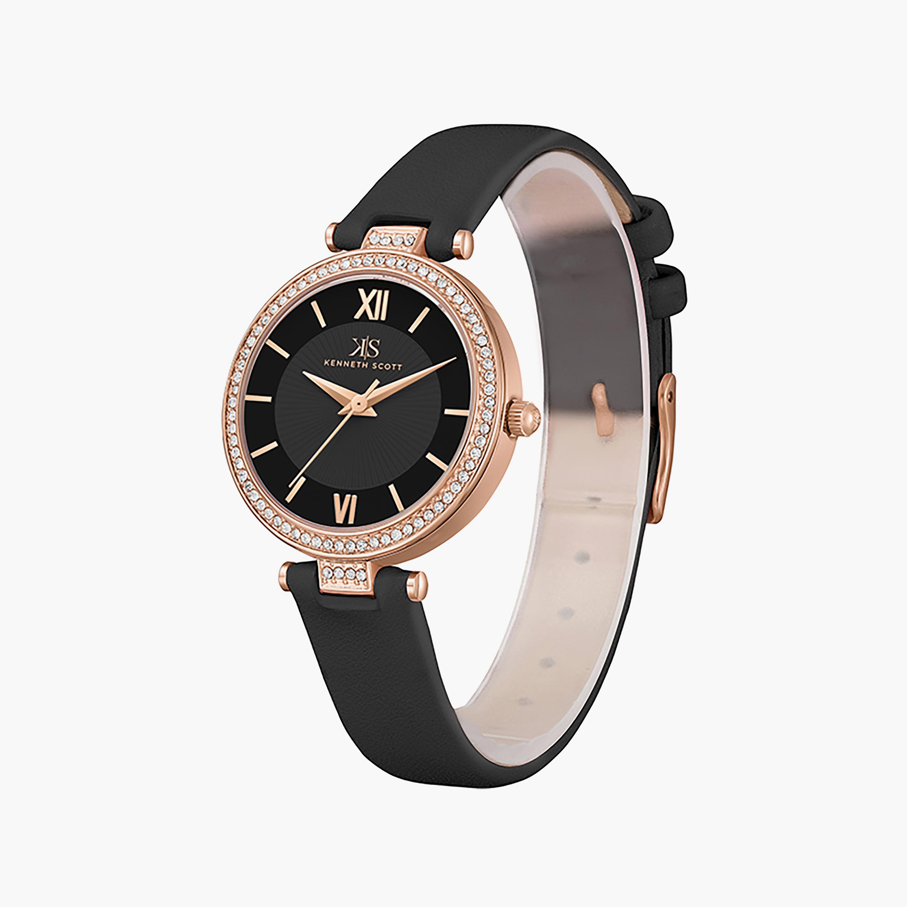 Kenneth Scott Women's 32 MM Black Analog Silicone Watch | K23539-RLBB-women-watchesandjewellery-watches-image-2