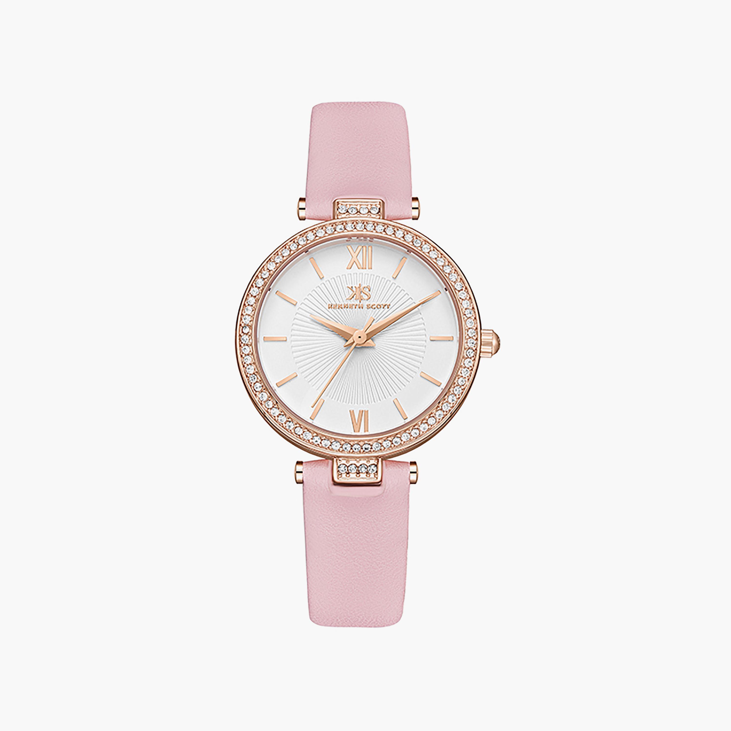 Kenneth Scott Women's 32 MM Pink Analog Silicone Watch | K23539-RLPW-women-watchesandjewellery-watches-image-1
