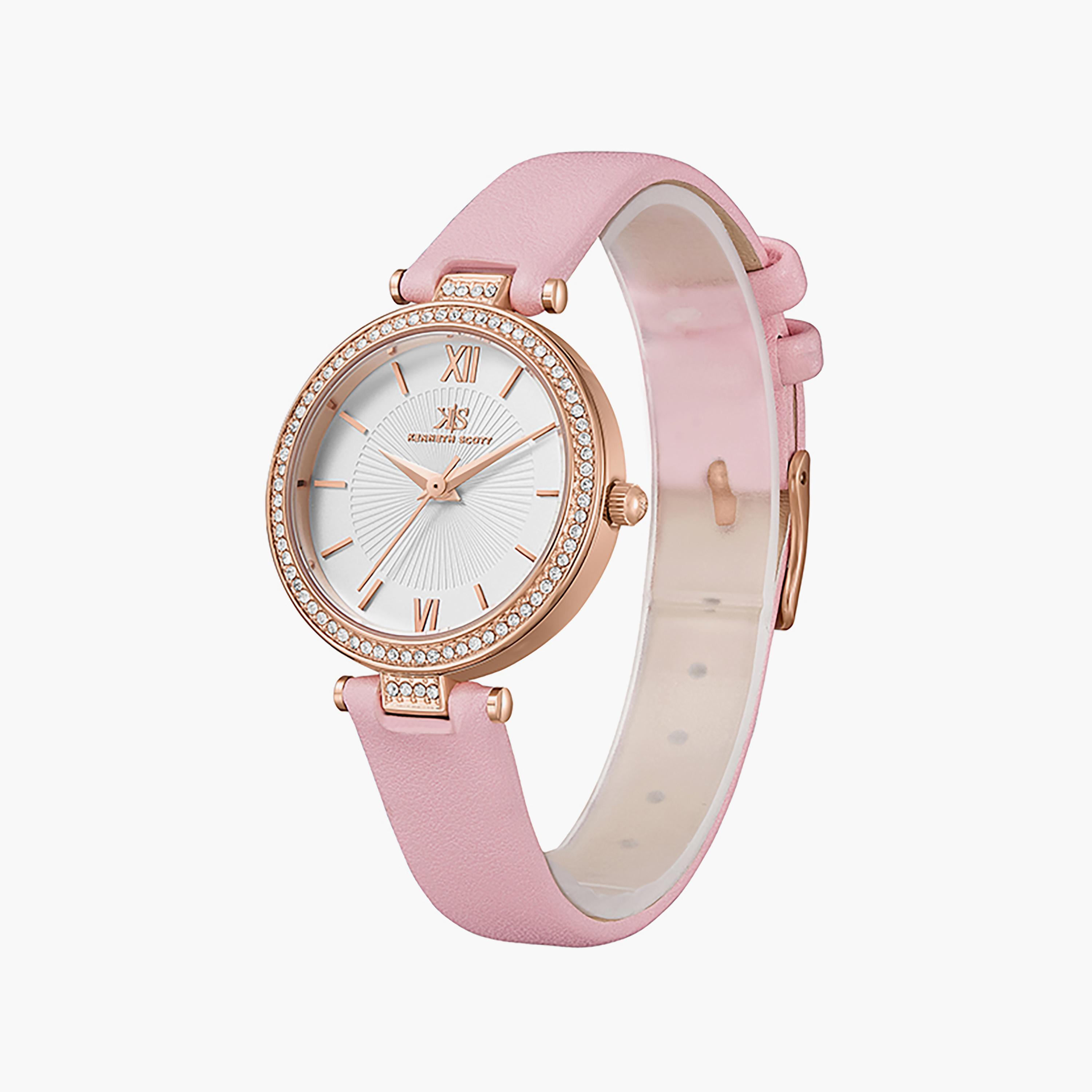 Kenneth Scott Women's 32 MM Pink Analog Silicone Watch | K23539-RLPW-women-watchesandjewellery-watches-image-2