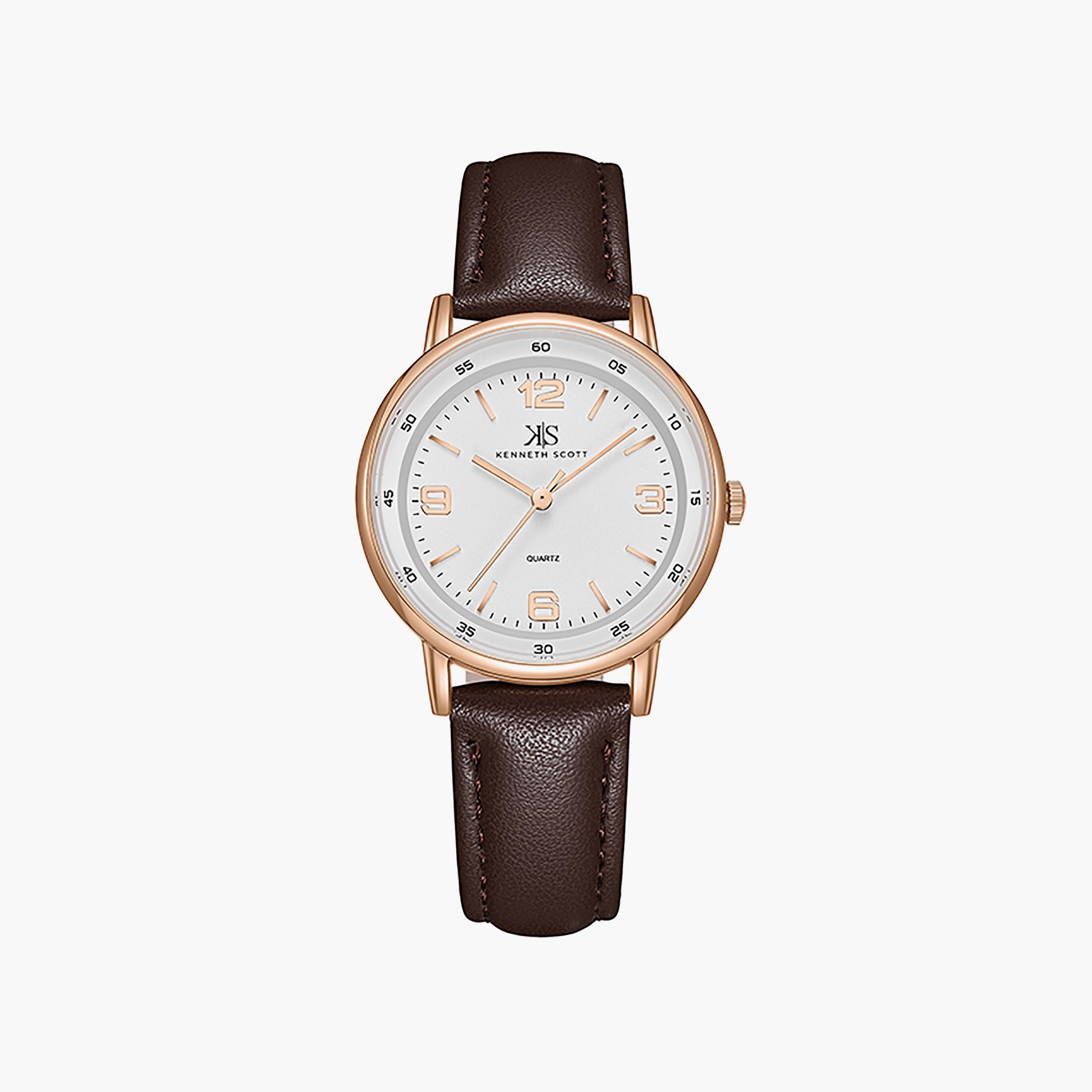 Kenneth Scott Women's 33 MM Brown Analog Silicone Watch | K23540-RLDW-women-watchesandjewellery-watches-image-1