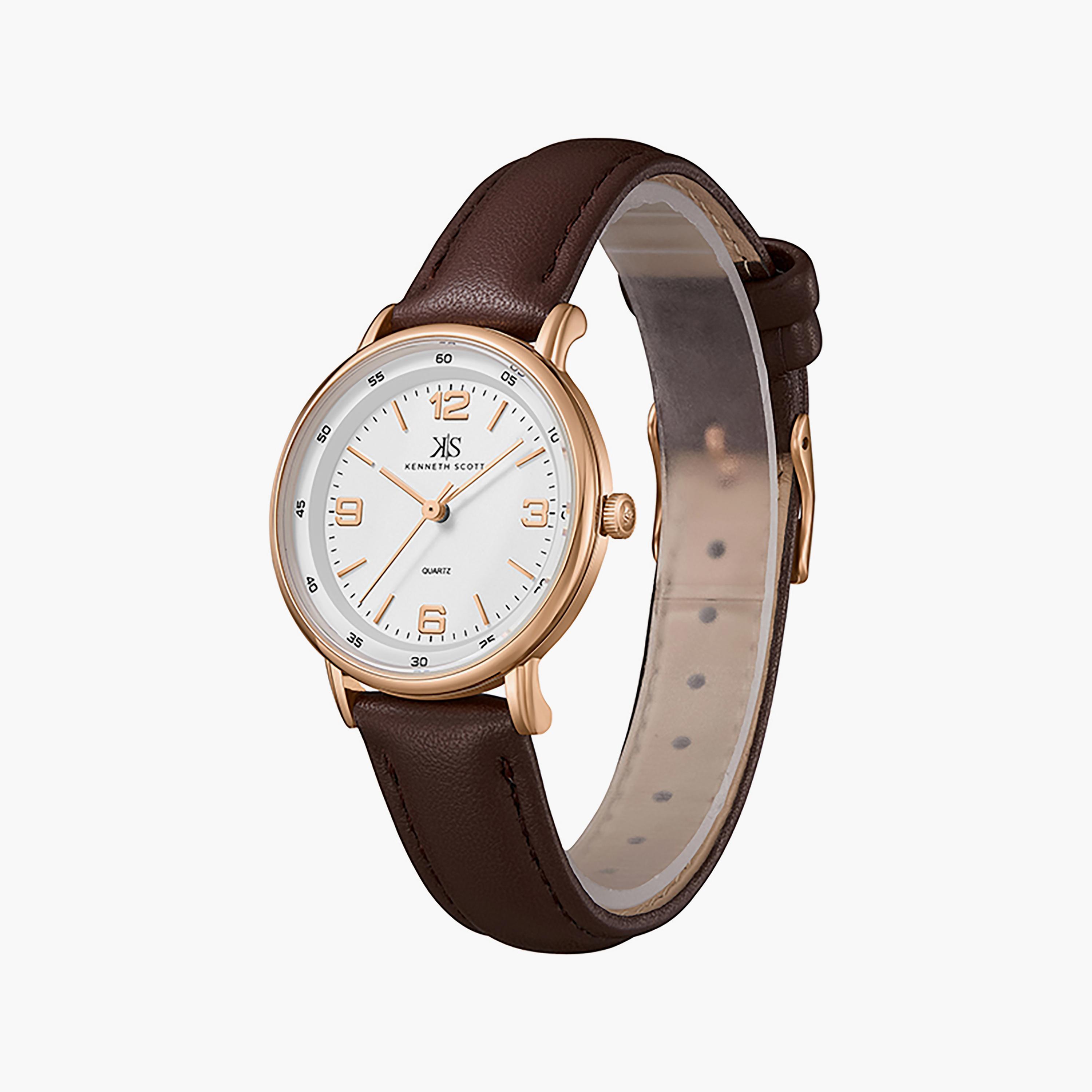 Kenneth Scott Women's 33 MM Brown Analog Silicone Watch | K23540-RLDW-women-watchesandjewellery-watches-image-2