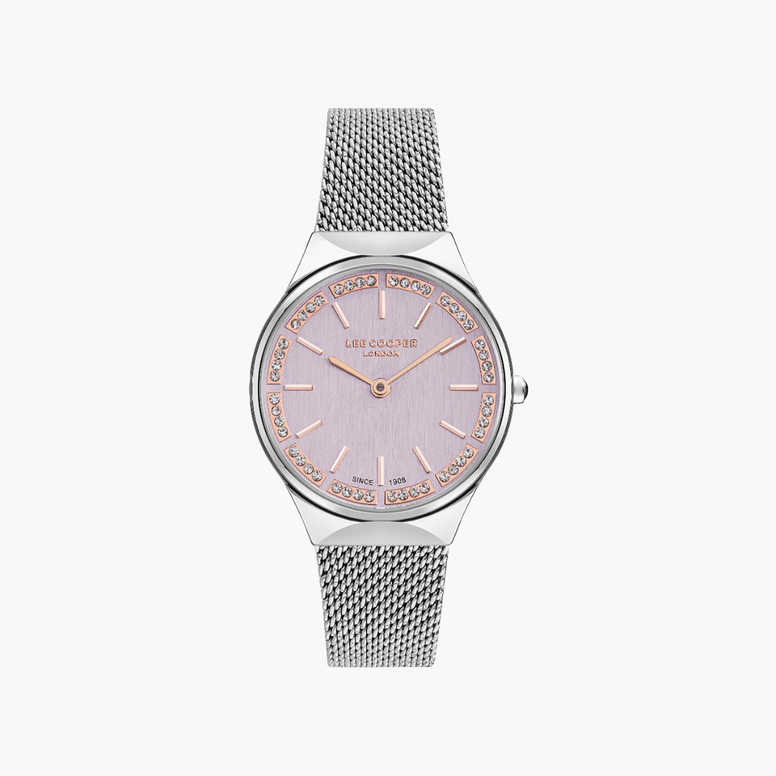 ساعة لي كوبر للنساء 32 ملم بلون فضية ذات انالوج شبكية | LC07862.390-women-watchesandjewellery-watches-image-1
