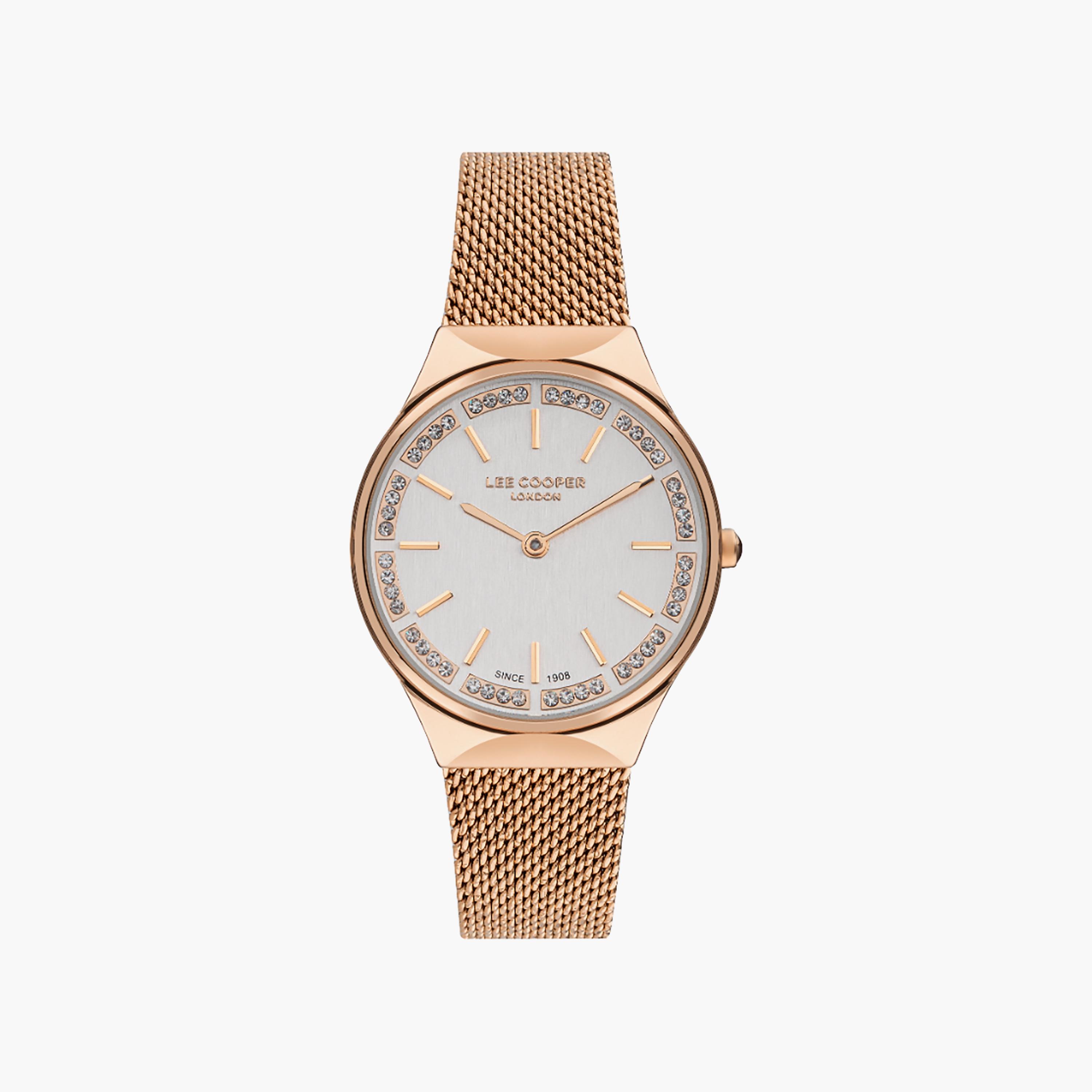ساعة أنالوج ذھبية وردية ذات شبكي مع 32 ملم من لي كوبر للنساء | LC07862.430-women-watchesandjewellery-watches-image-1