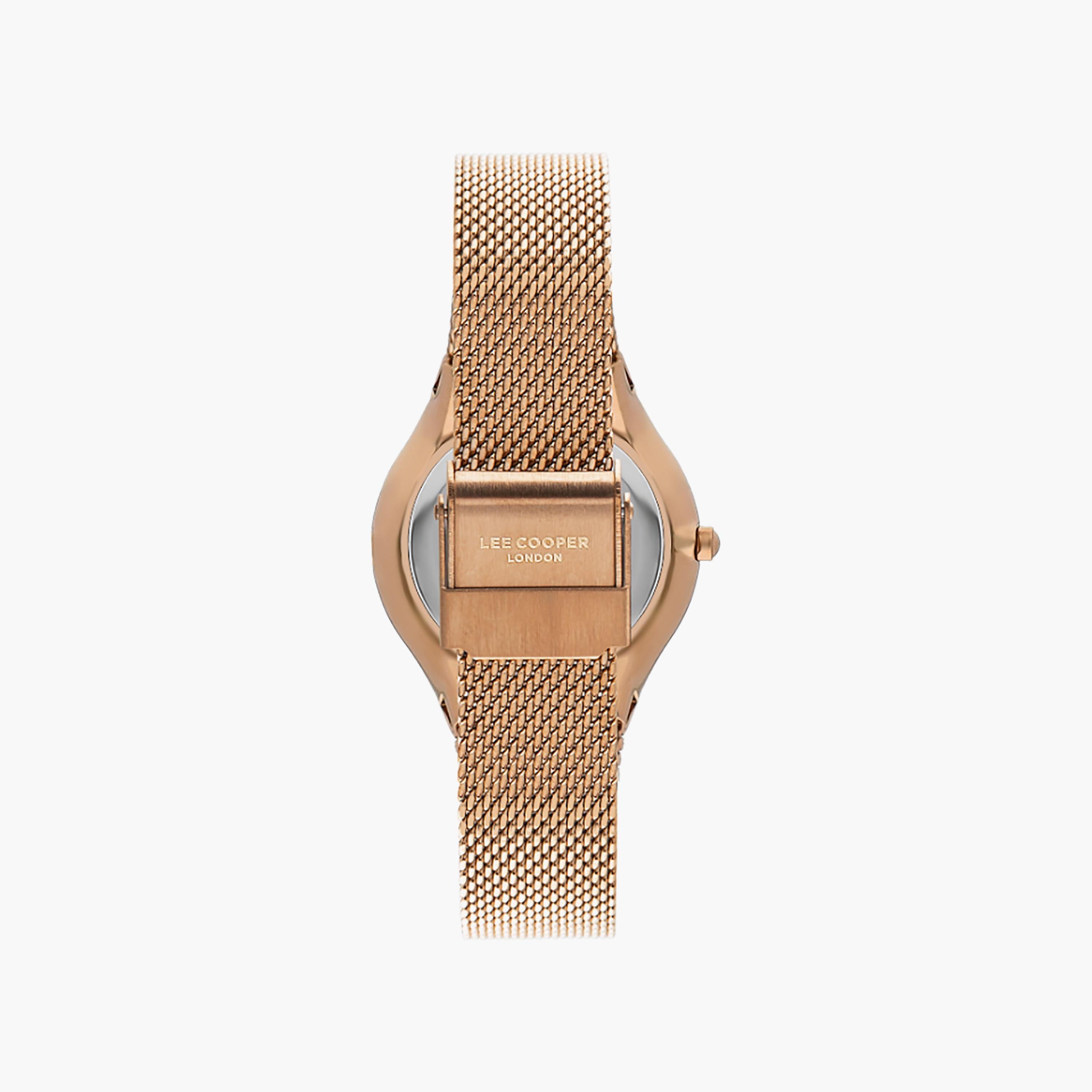 ساعة أنالوج ذھبية وردية ذات شبكي مع 32 ملم من لي كوبر للنساء | LC07862.430-women-watchesandjewellery-watches-image-3