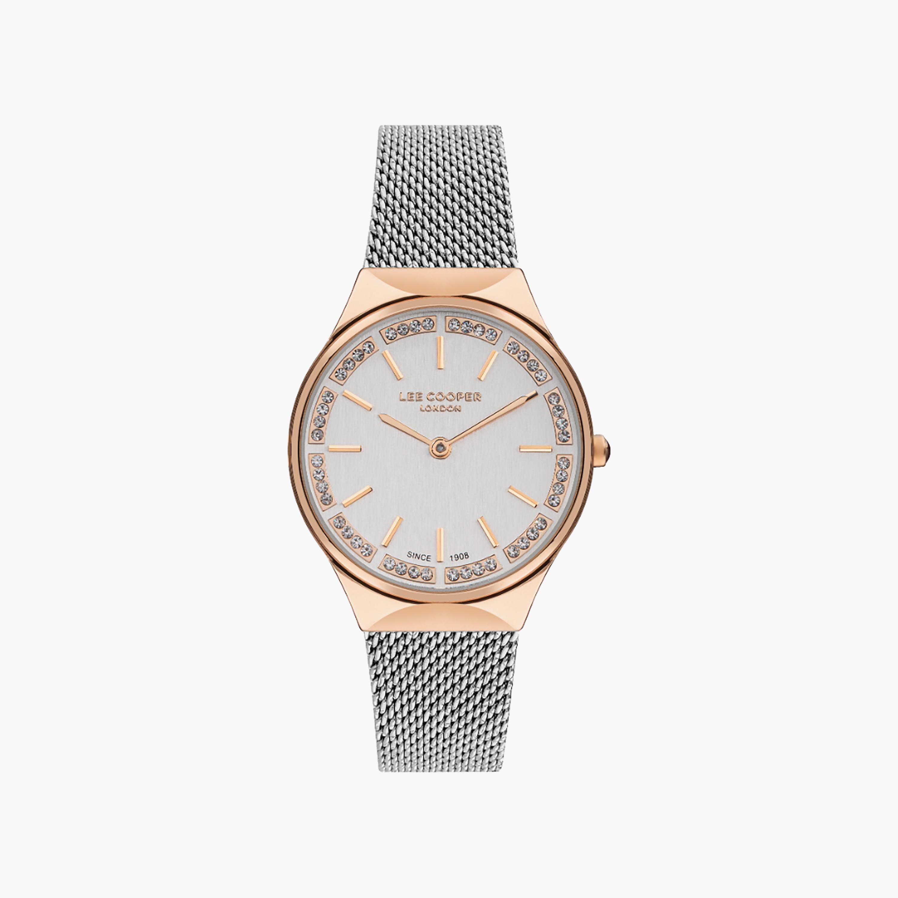 ساعة لي كوبر للنساء 32 ملم بلون فضية ذات انالوج شبكية | LC07862.530-women-watchesandjewellery-watches-image-1