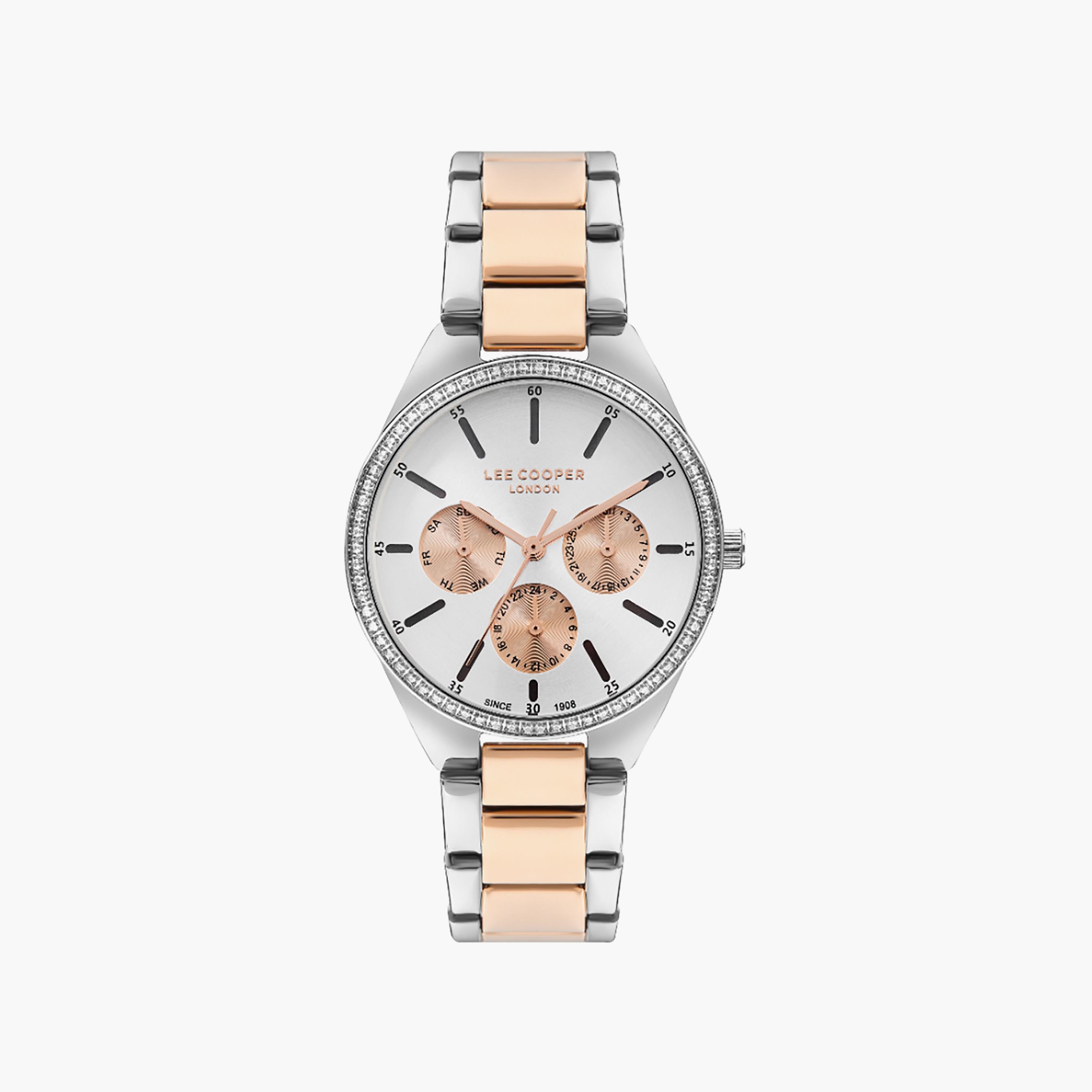 Lee Cooper Women's 36 MM Silver & Rose Gold Analog Stainless Steel Watch | LC07863.530-women-watchesandjewellery-watches-image-1