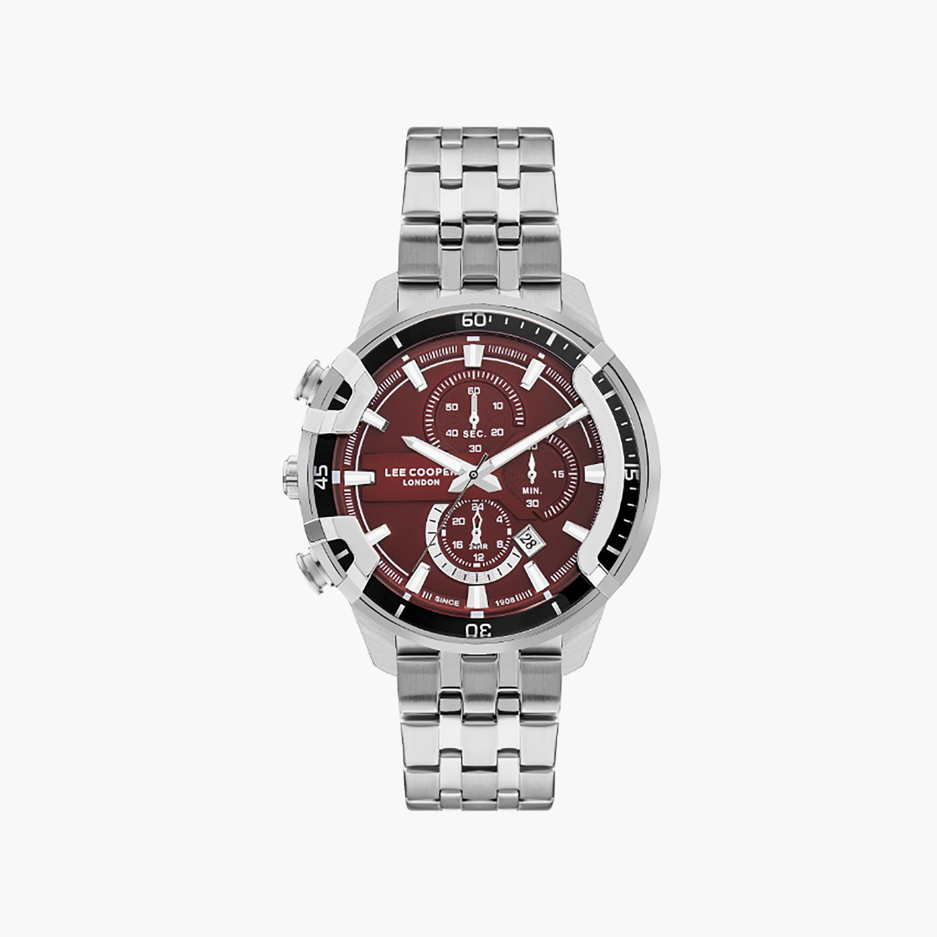 ساعة لي كوبر للرجال 49 ملم كرونوغراف بلون فضي مع ستانلس ستيل | LC07872.380-men-watchesandjewellery-watches-image-1
