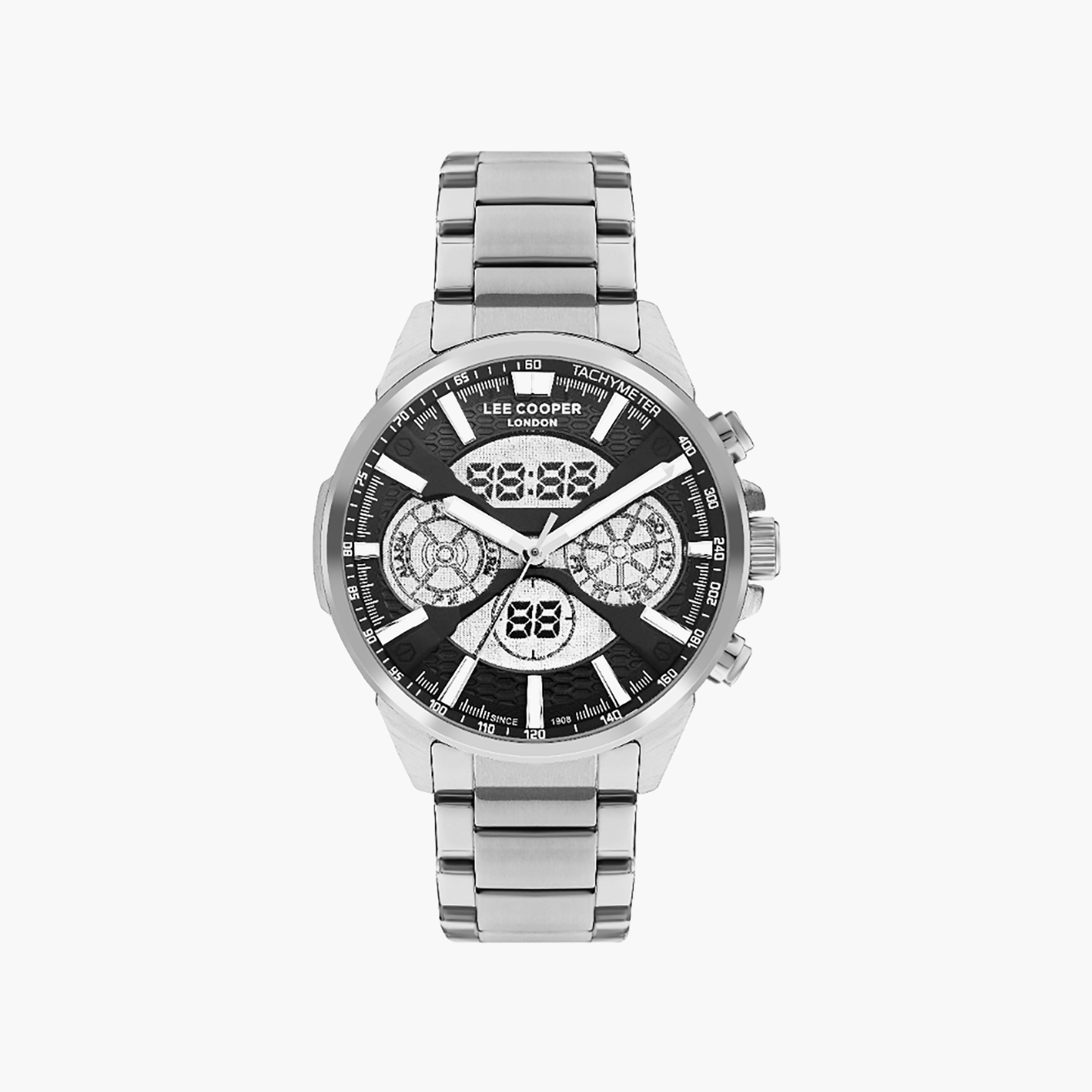 ساعة لي كوبر للرجال 46 ملم كرونوغراف بلون فضي مع ستانلس ستيل | LC07878.350-men-watchesandjewellery-watches-image-1