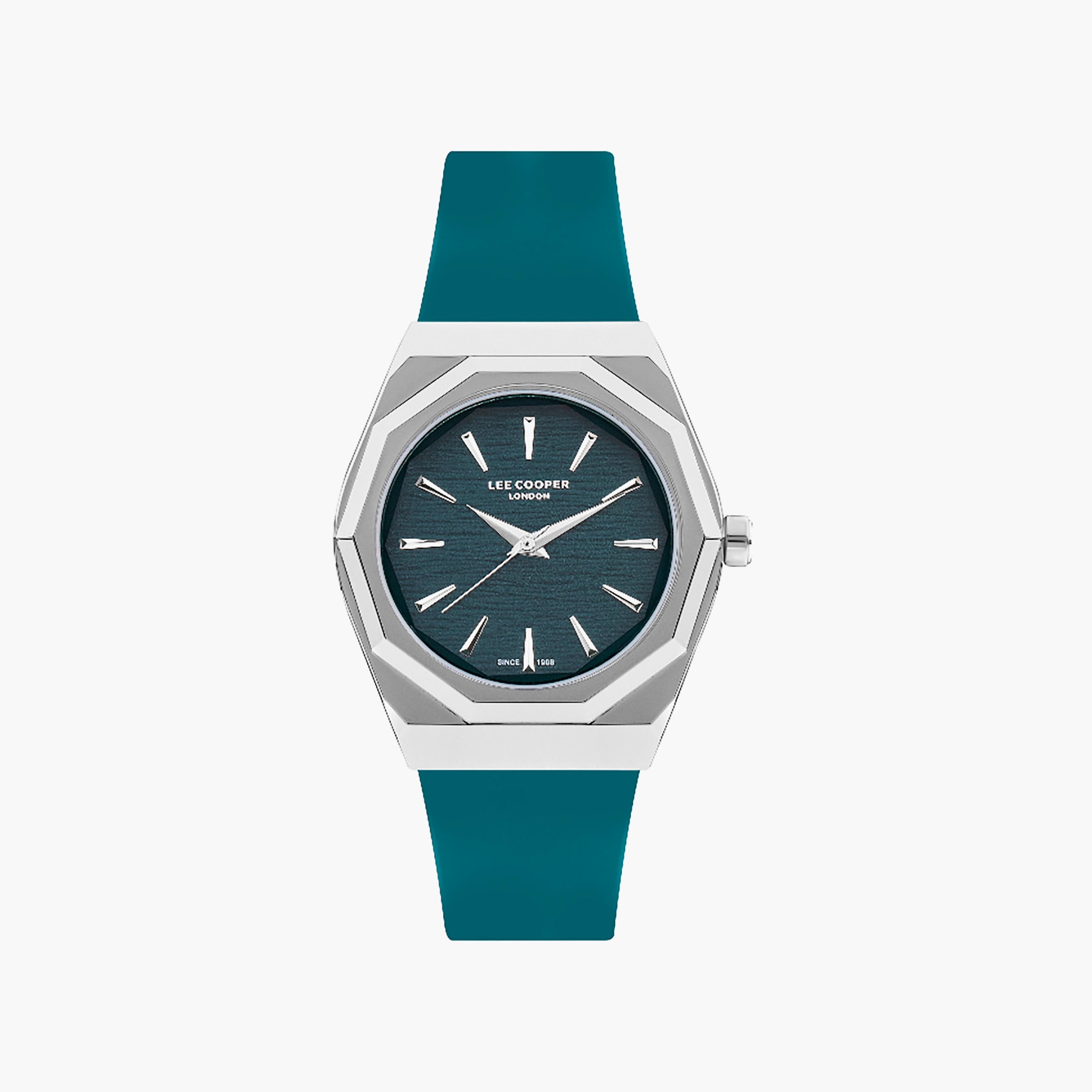 ساعة لي كوبر 34 ملم للنساء ذات انالوج من السيليكون باللون الاخضر | LC07937.377-women-watchesandjewellery-watches-image-1
