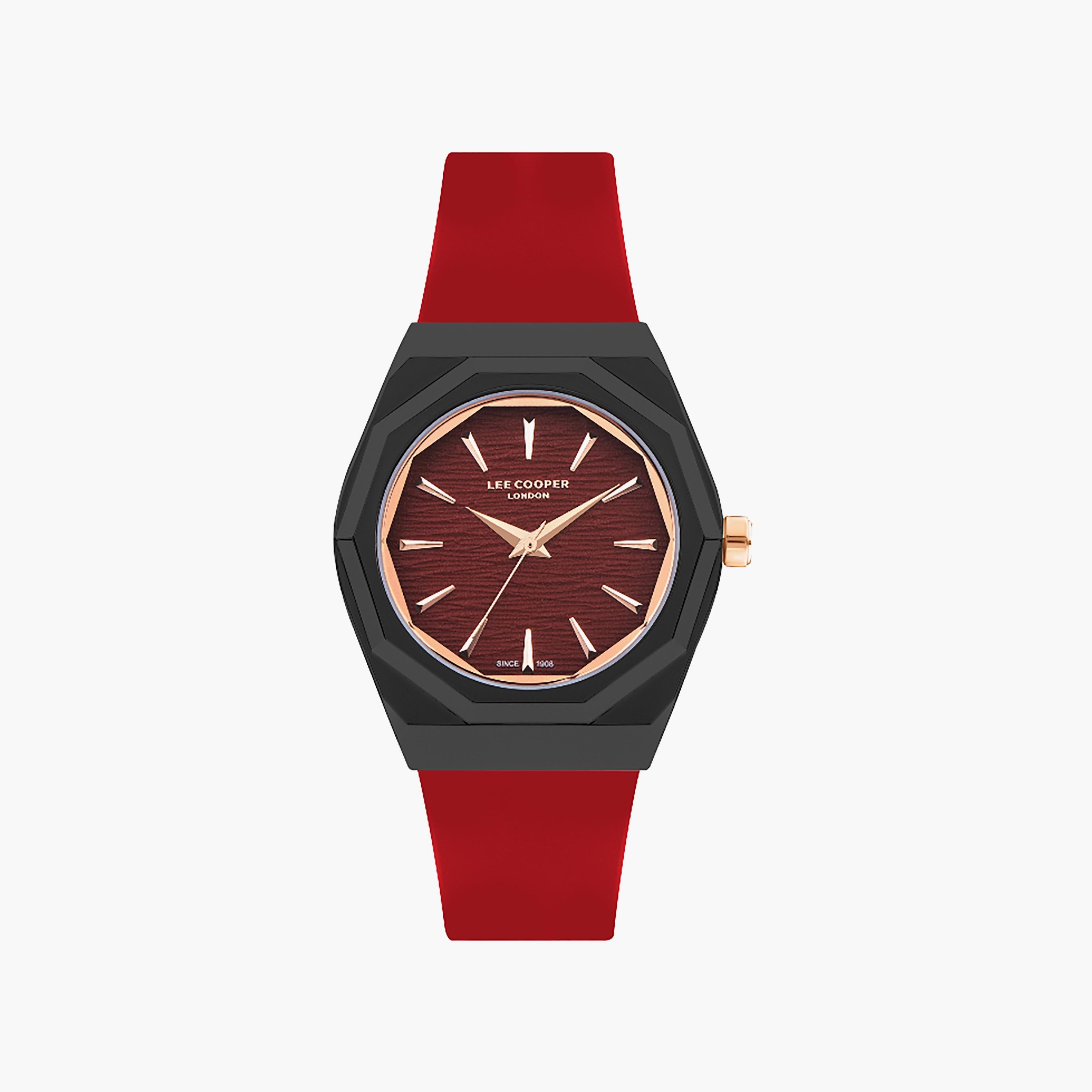 ساعة لي كوبر 34 ملم للنساء ذات انالوج من السيليكون باللون الاحمر | LC07937.688-women-watchesandjewellery-watches-image-1