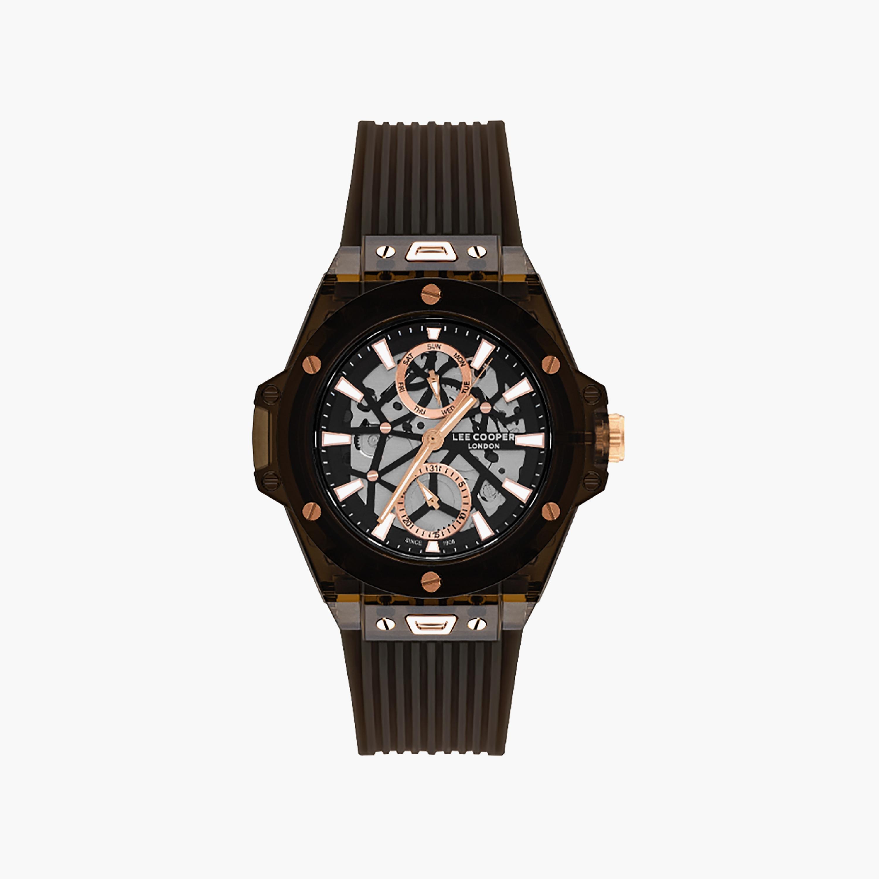 ساعة أنالوج للرجال مع 44 ملم ذات سيليكون بلون أسود من لي كوبر | LC07975.051-men-watchesandjewellery-watches-image-1