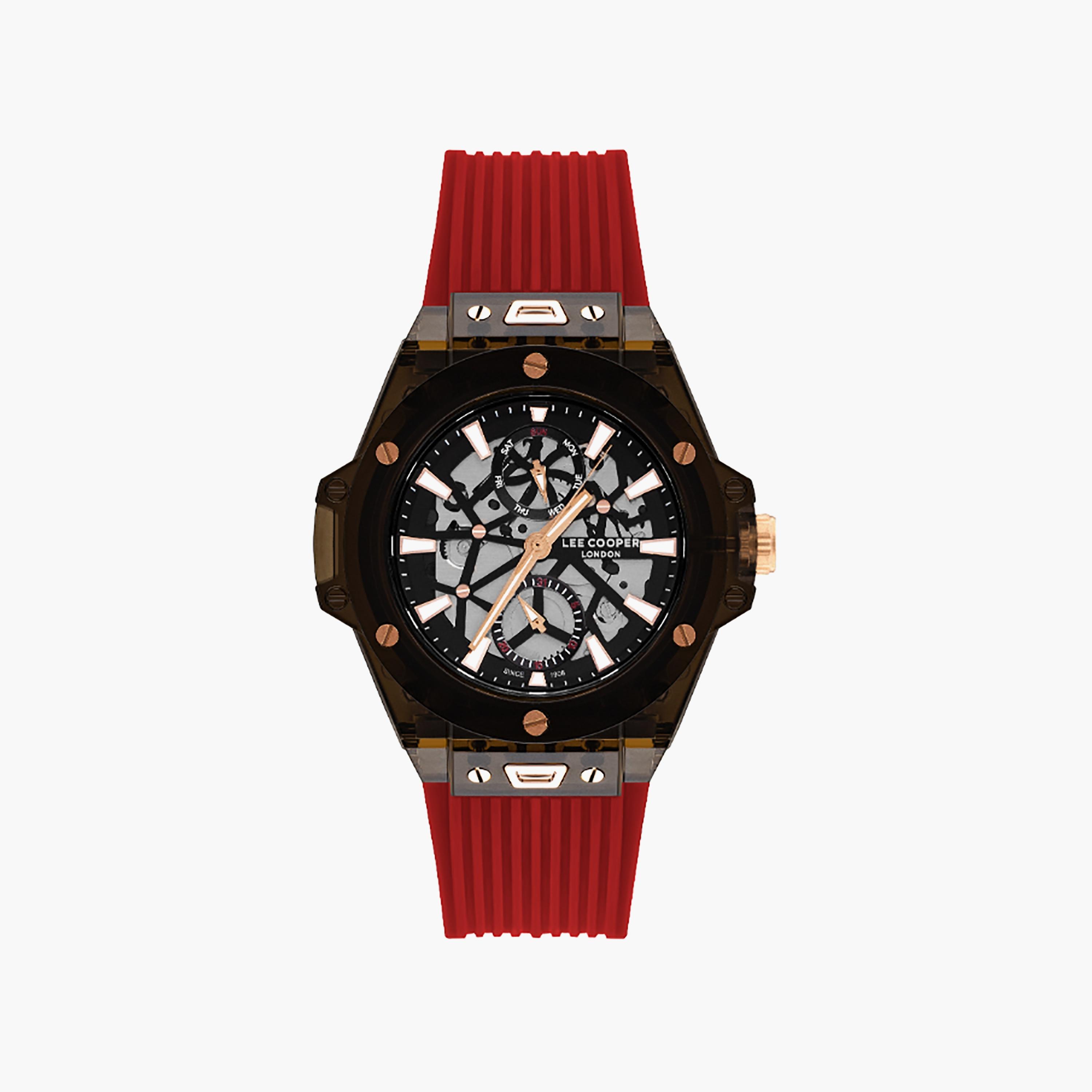ساعة لي كوبر 44 ملم للرجال ذات انالوج من السيليكون باللون الاحمر | LC07975.068-men-watchesandjewellery-watches-image-1