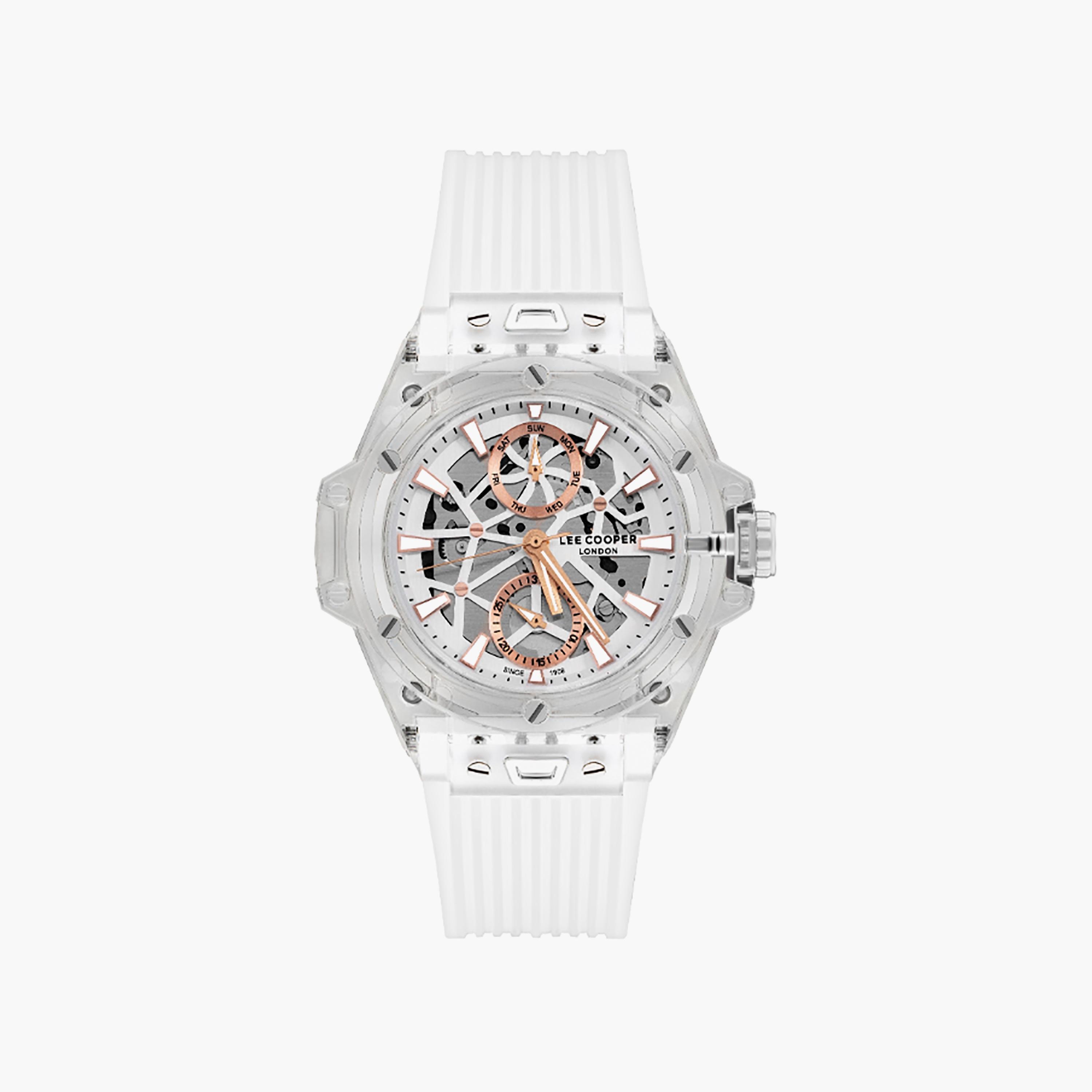 ساعة لي كوبر 44 ملم للرجال ذات انالوج من السيليكون باللون الابیض | LC07975.333-men-watchesandjewellery-watches-image-1