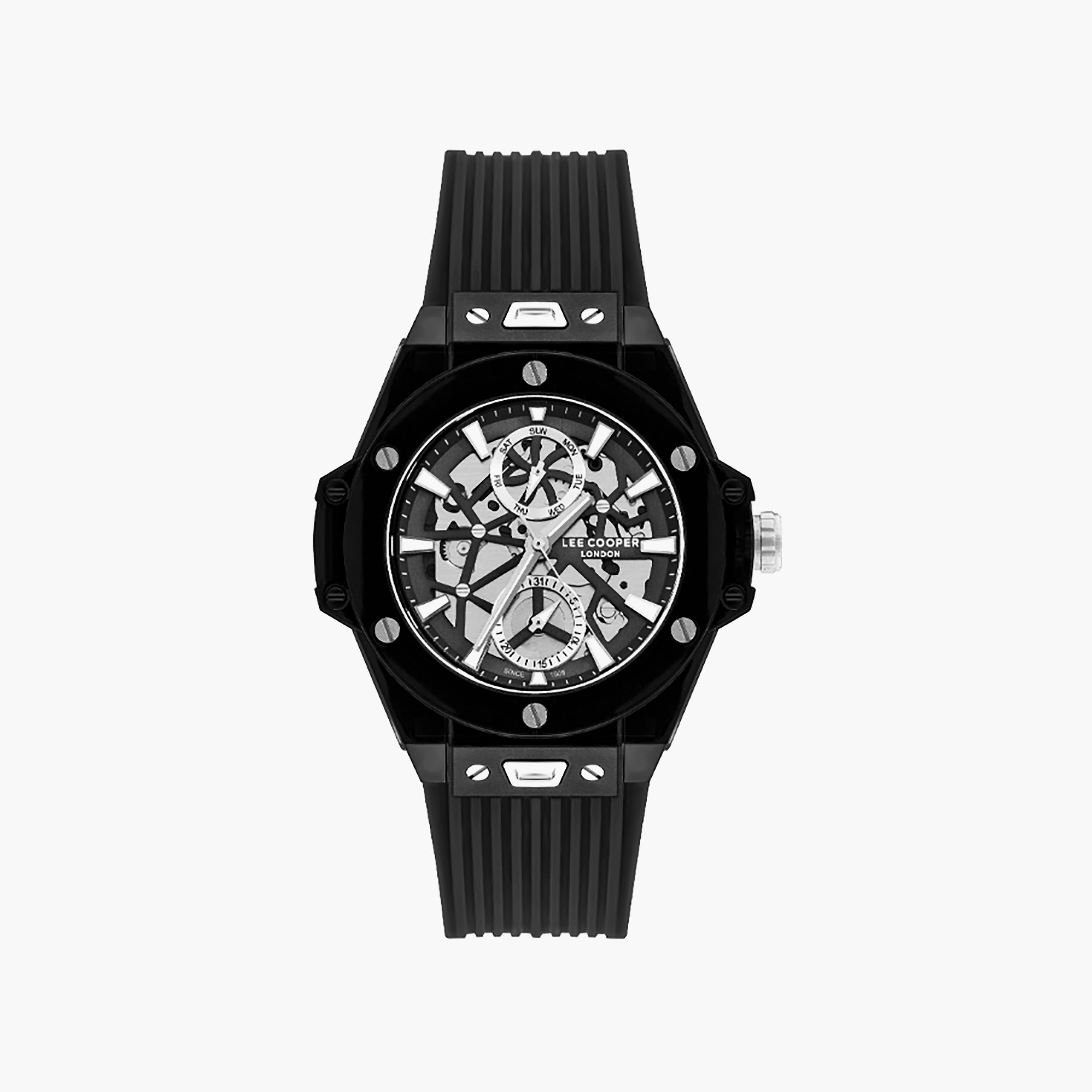 ساعة أنالوج للرجال مع 44 ملم ذات سيليكون بلون أسود من لي كوبر | LC07975.651-men-watchesandjewellery-watches-image-1