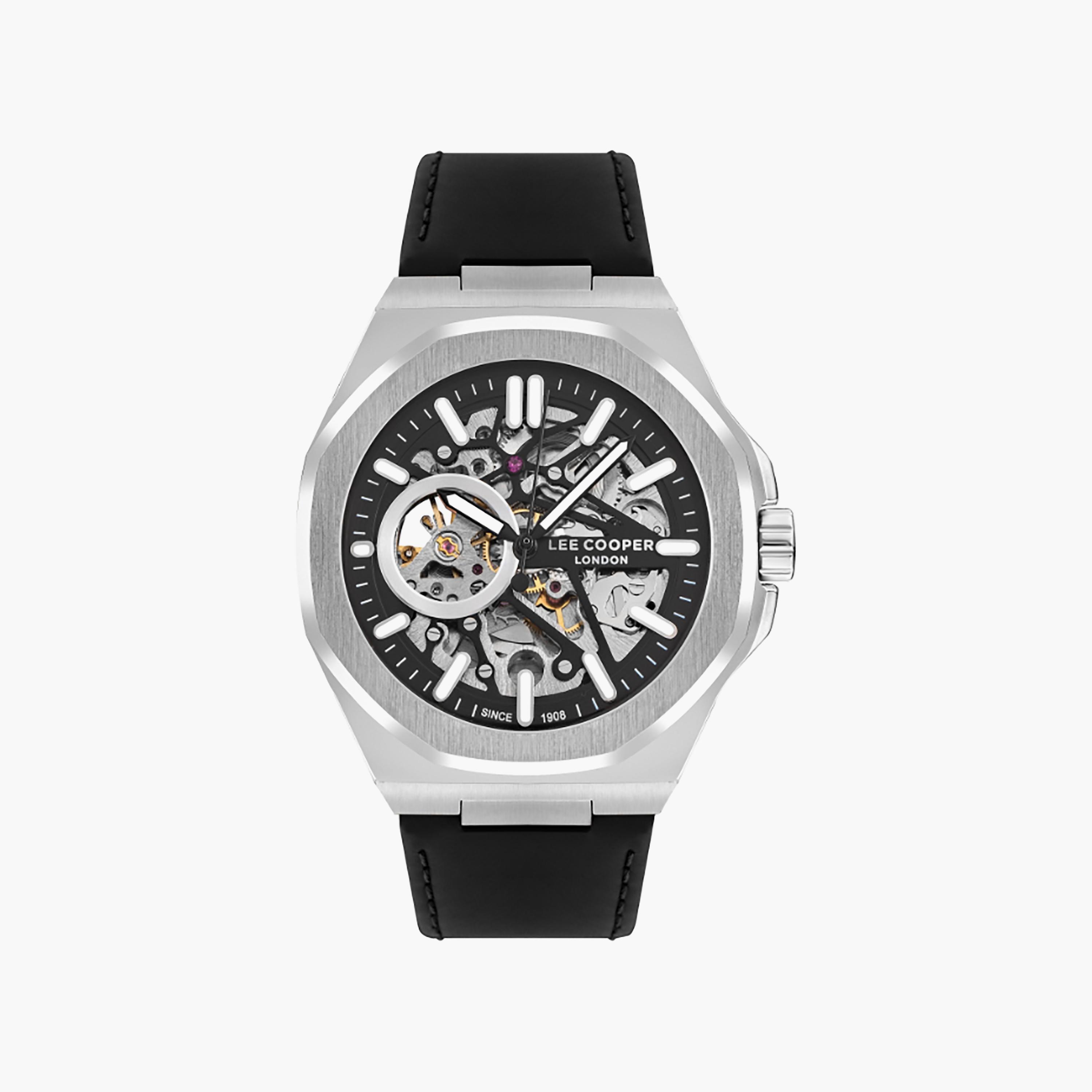 Lee Cooper Men's 43 MM Black Automatic Leather Watch | LC07978.351-men-watchesandjewellery-watches-image-1