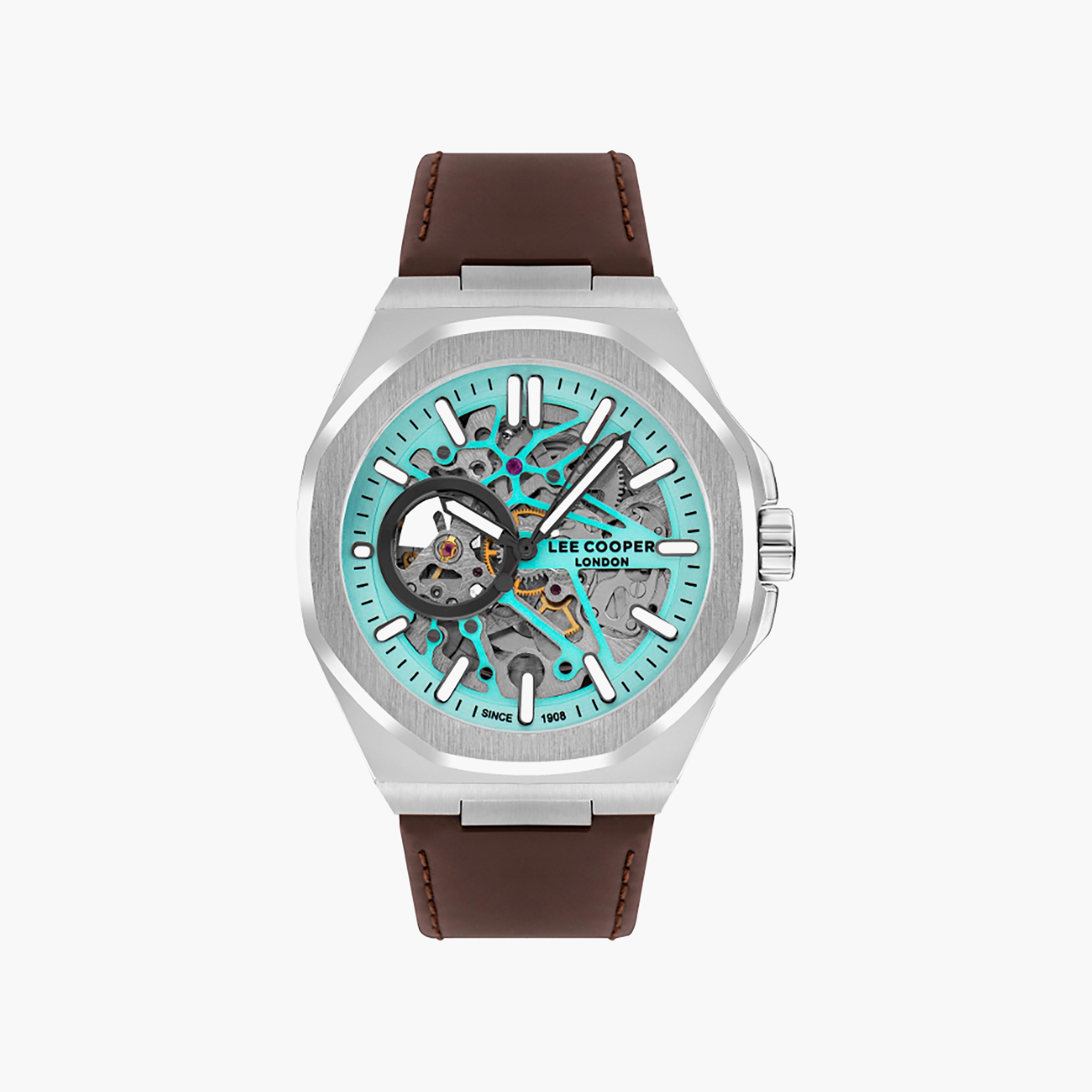 Lee Cooper Men's 43 MM Brown Automatic Leather Watch | LC07978.391-men-watchesandjewellery-watches-image-1