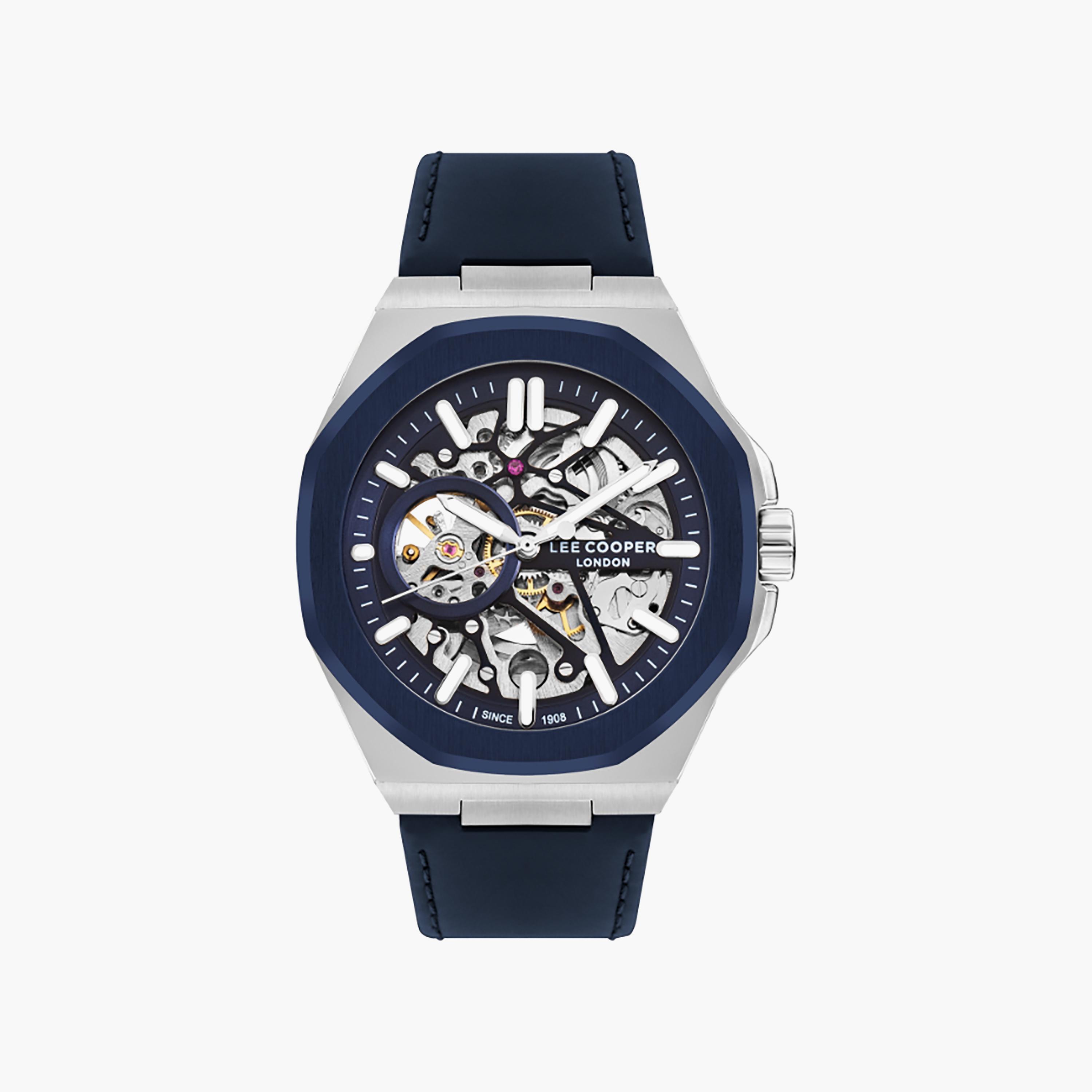 Lee Cooper Men's 43 MM Navy Automatic Leather Watch | LC07978.399-men-watchesandjewellery-watches-image-1