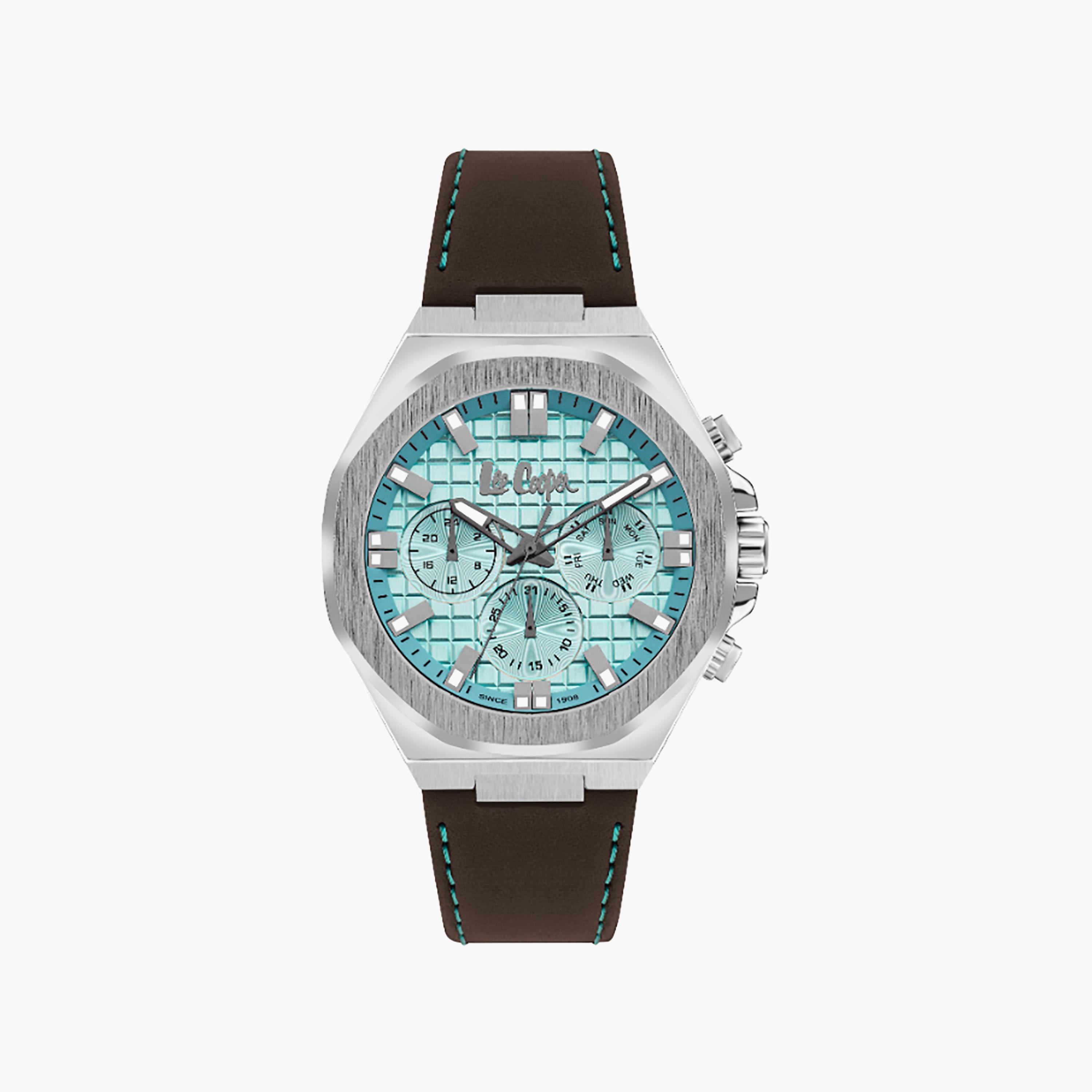ساعة كرونوغراف للرجال مع 46 ملم ذات جلدي بلون بني داكن من لي كوبر | LC07983.394-men-watchesandjewellery-watches-image-1