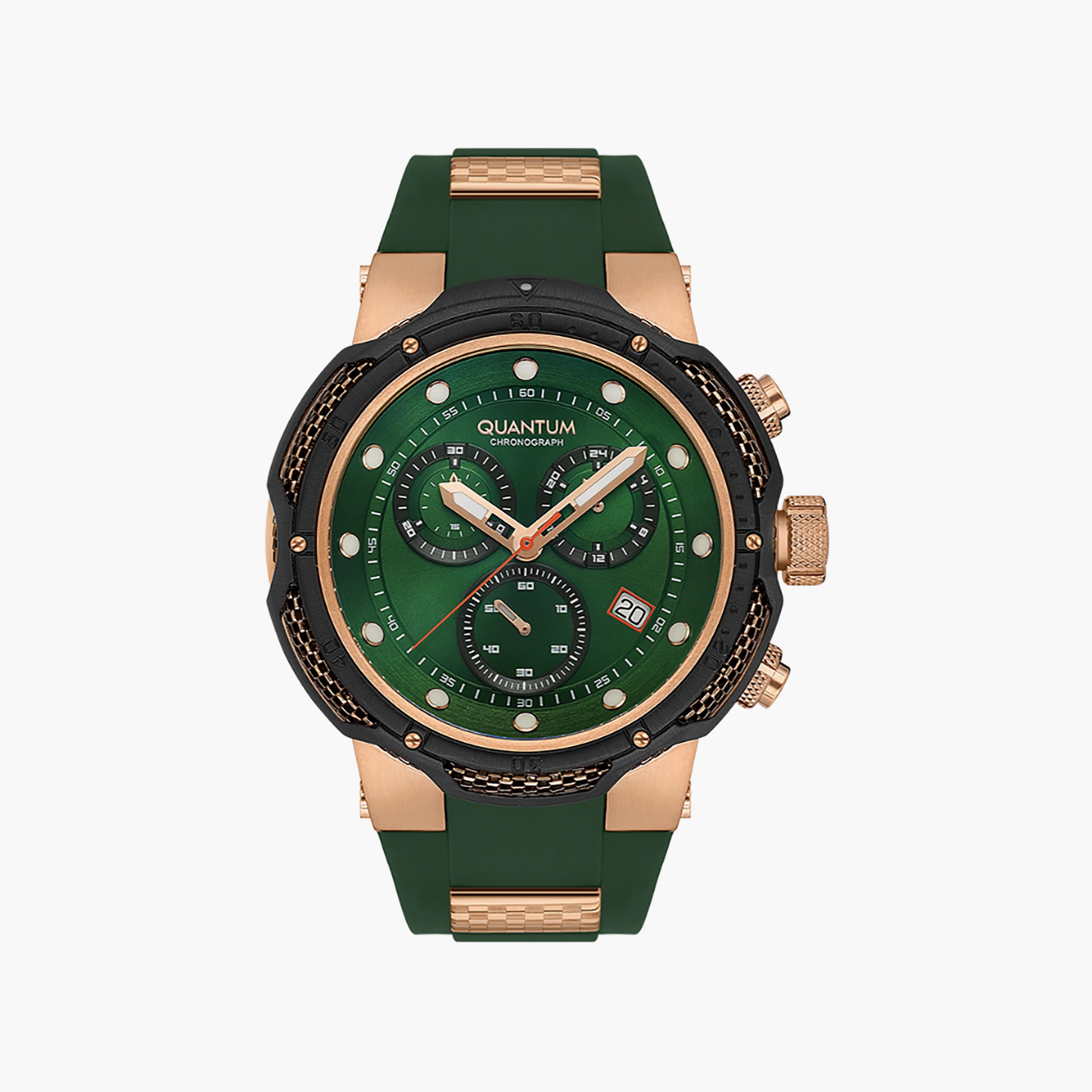 Quantum Men's 53 MM Green Chronograph Silicone Watch | HNG1051.875-men-watchesandjewellery-watches-image-1