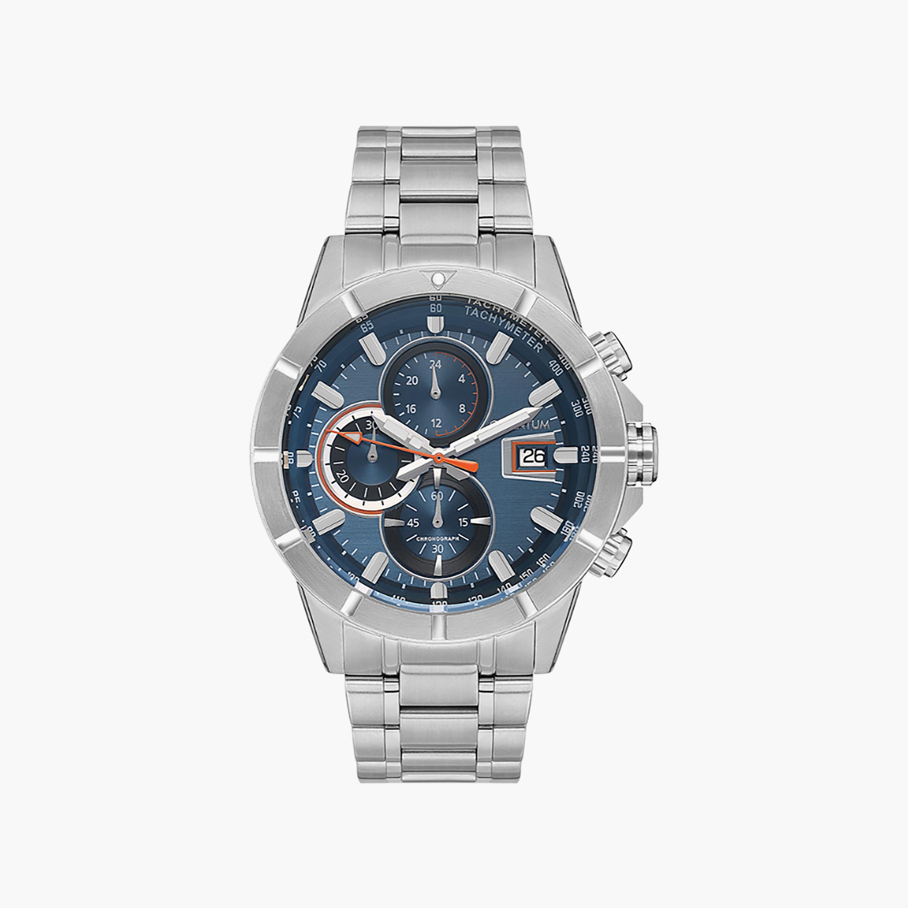 ساعة كوانتوم للرجال 47 ملم كرونوغراف بلون فضي مع ستانلس ستيل | HNG1067.370-men-watchesandjewellery-watches-image-1