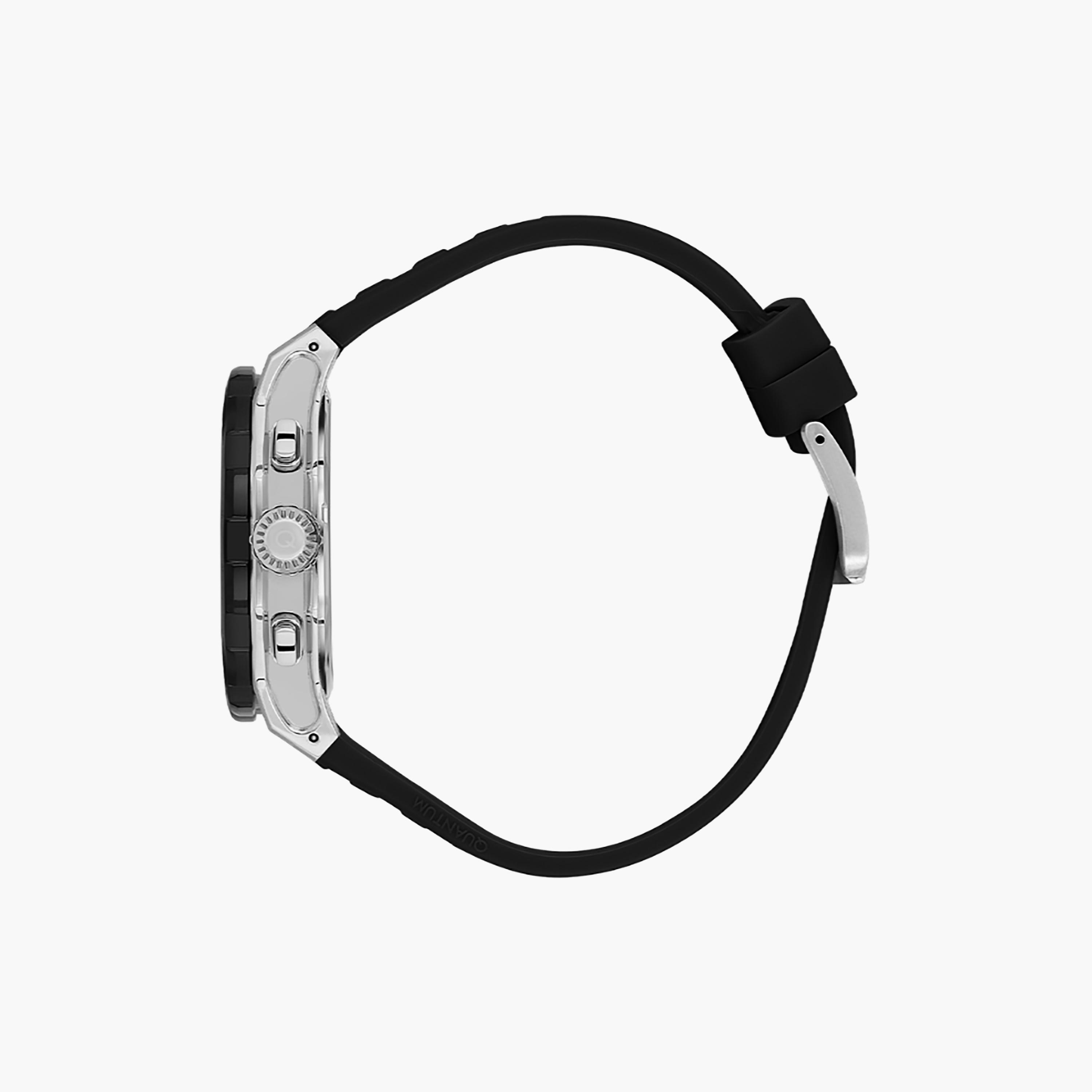 ساعة كوانتوم للرجال بمقاس 46 ملم ذات كرونوغراف سيليكون بلون أسود | HNG1082.311-men-watchesandjewellery-watches-image-2