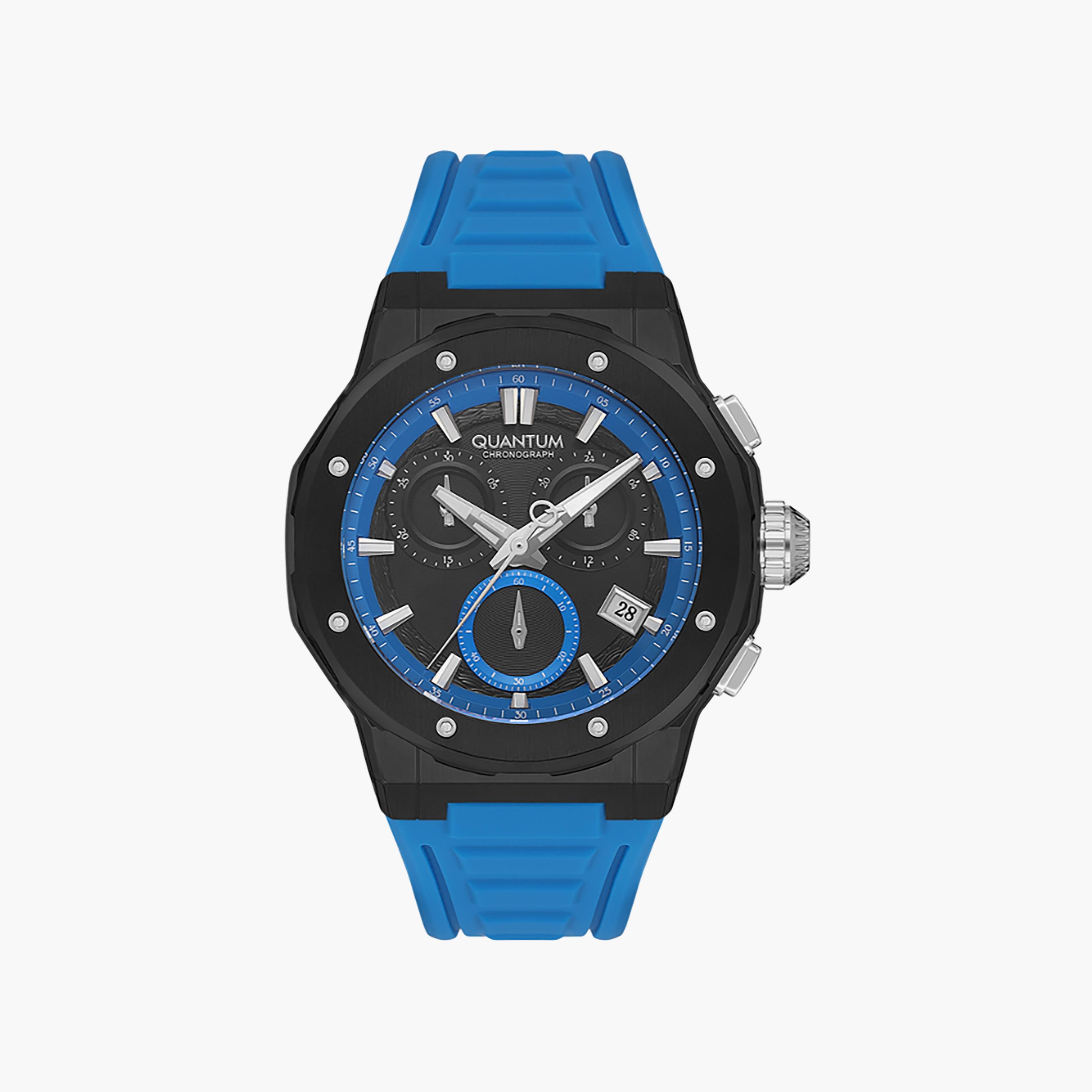 Quantum Men's 46 MM Blue Chronograph Silicone Watch | HNG1082.357-men-watchesandjewellery-watches-image-1