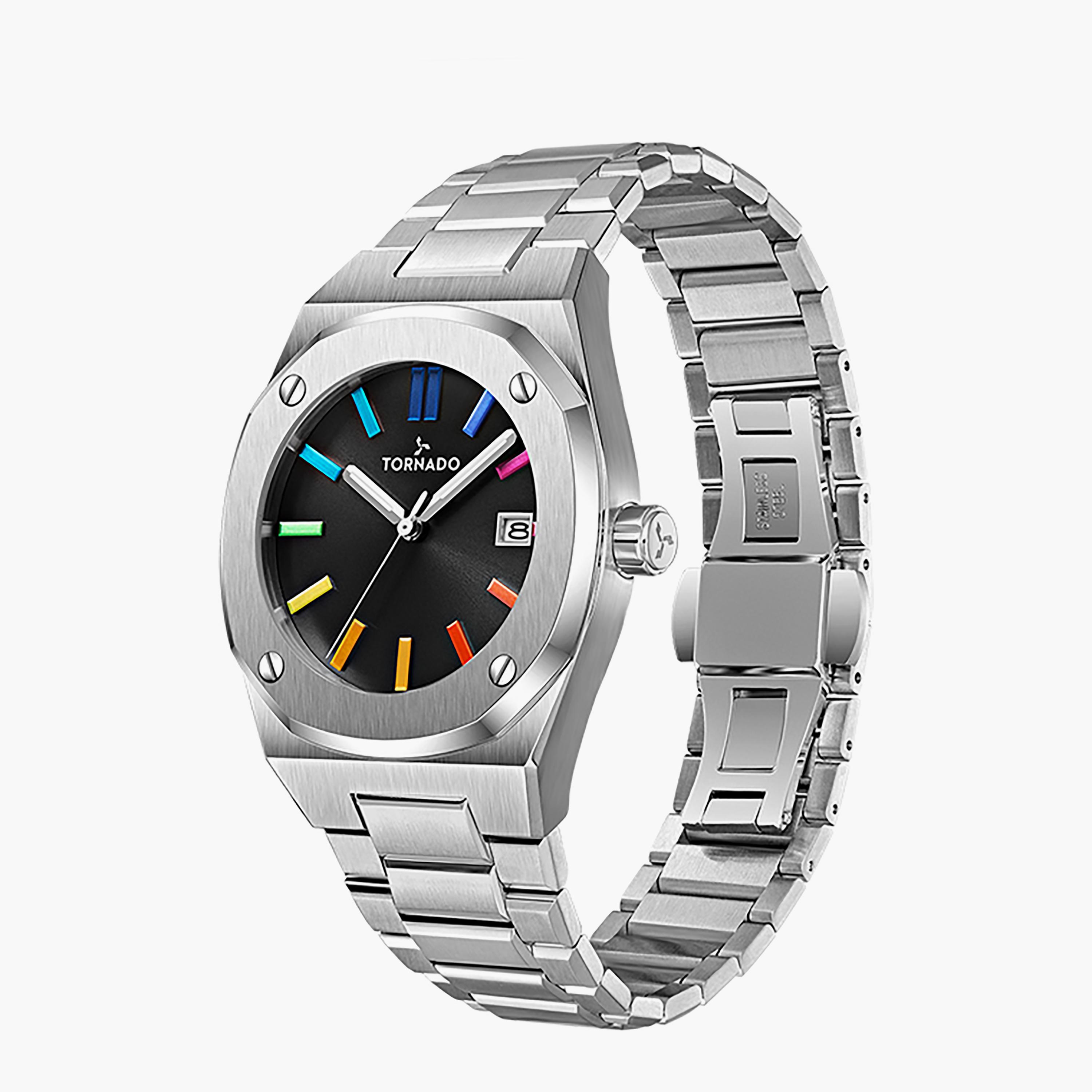 Tornado Men's 42 MM Silver Analog Stainless Steel Watch | T23003-SBSB-men-watchesandjewellery-watches-image-2