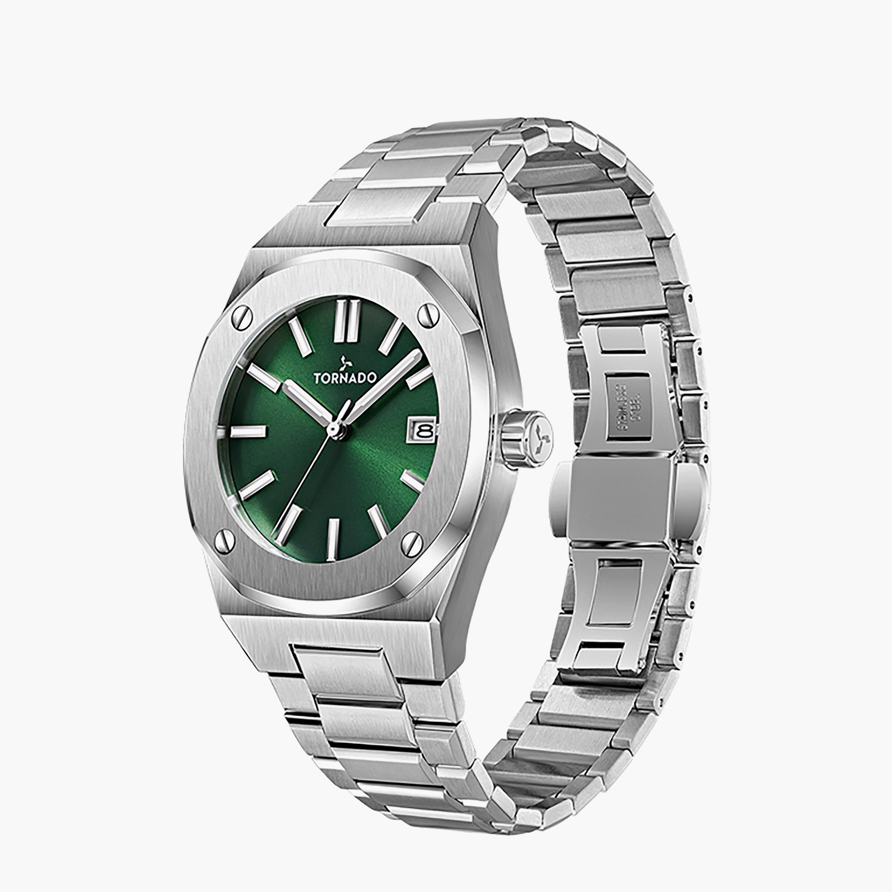 ساعة تورنادو للرجال 42 ملم انالوج بلون فضي مع ستانلس ستيل | T23003-SBSH-men-watchesandjewellery-watches-image-2