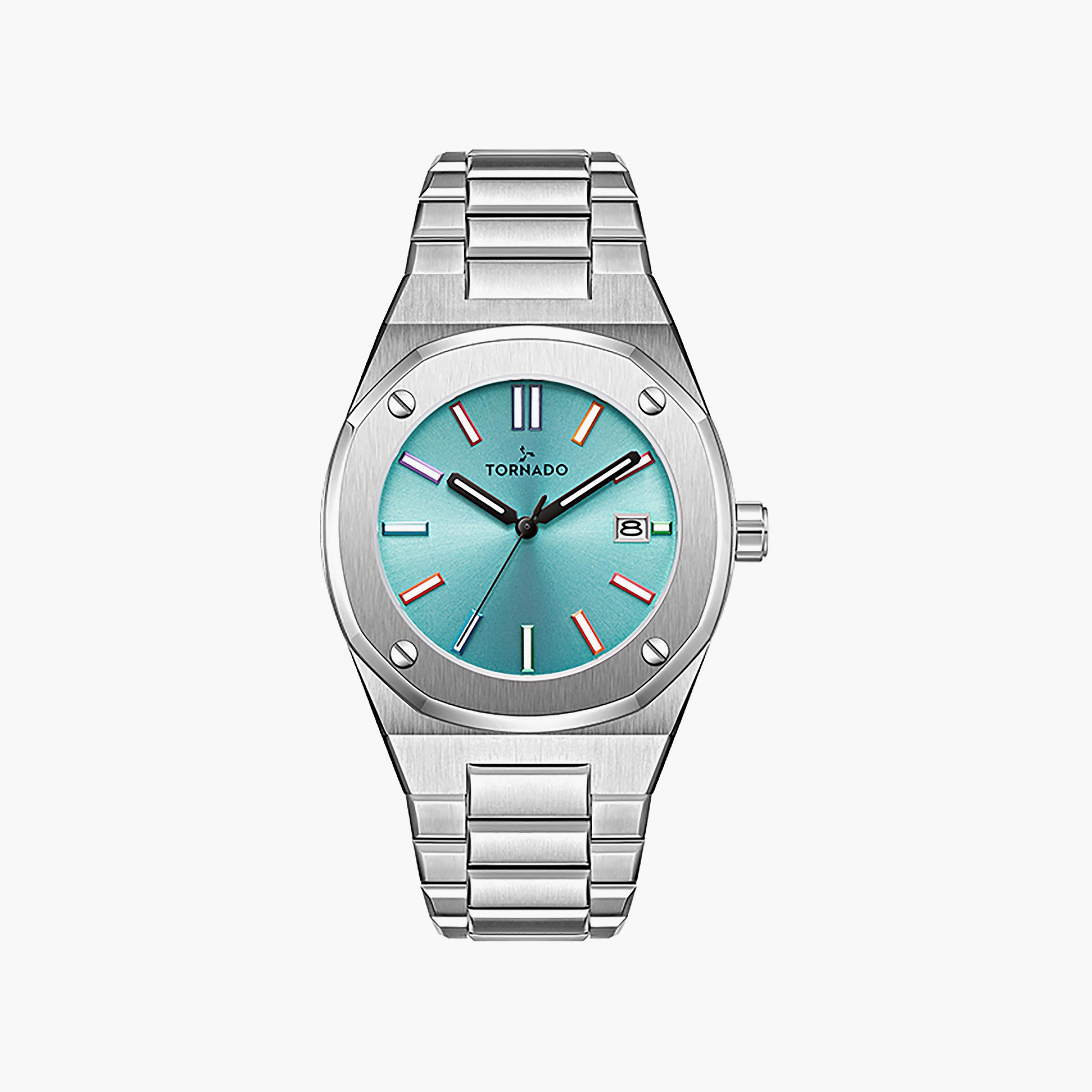 ساعة تورنادو للرجال 42 ملم انالوج بلون فضي مع ستانلس ستيل | T23003-SBSL-men-watchesandjewellery-watches-image-1