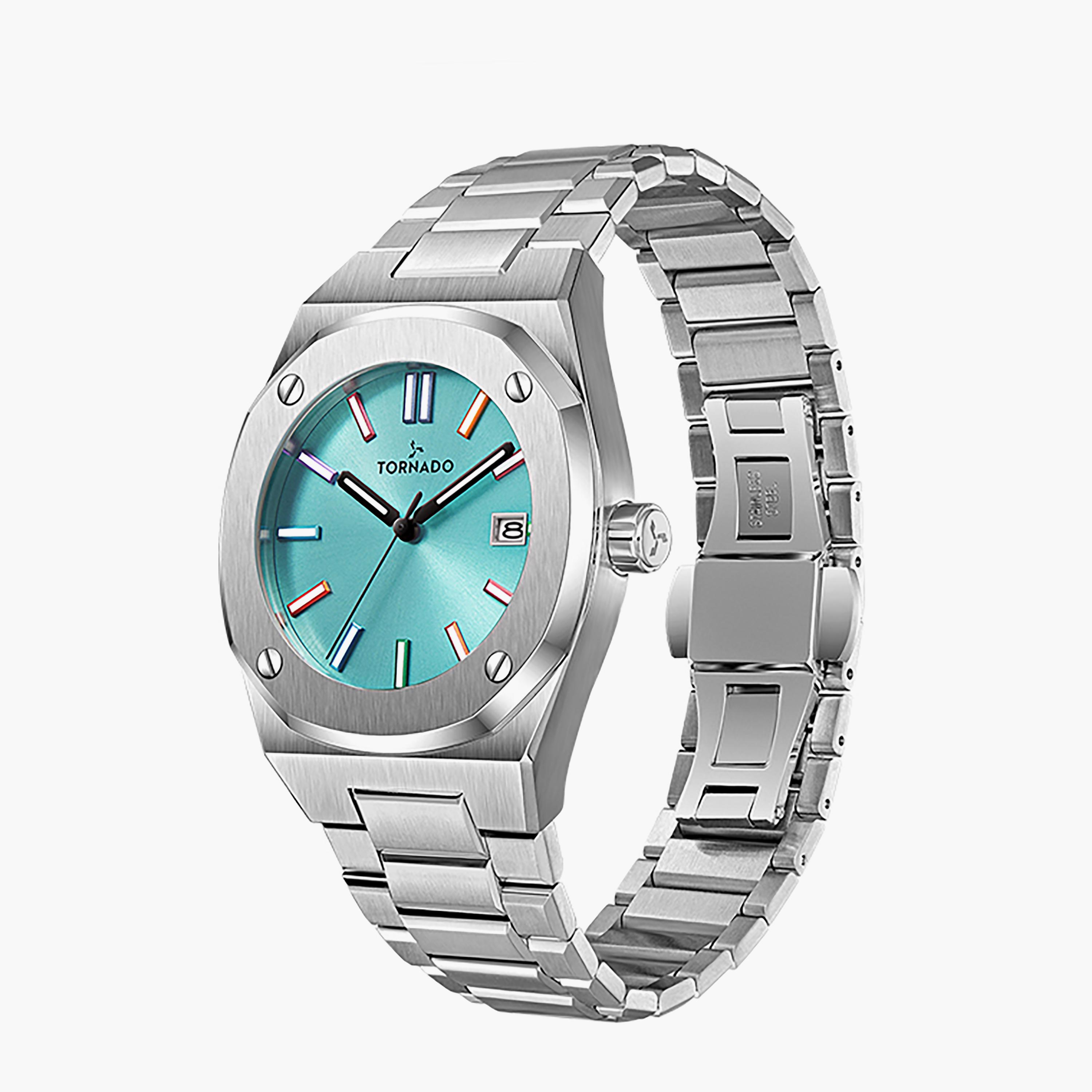 ساعة تورنادو للرجال 42 ملم انالوج بلون فضي مع ستانلس ستيل | T23003-SBSL-men-watchesandjewellery-watches-image-2