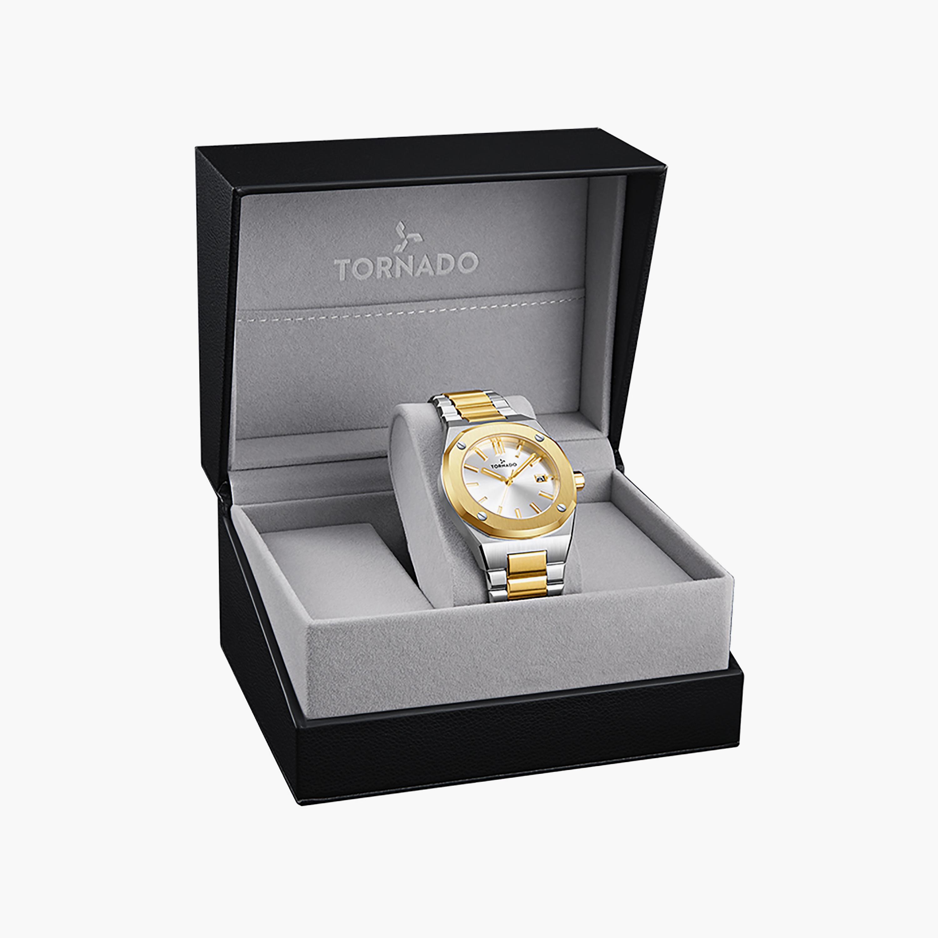 Tornado Men's 42 MM Silver & Gold Analog Stainless Steel Watch | T23003-TBTW-men-watchesandjewellery-watches-image-4