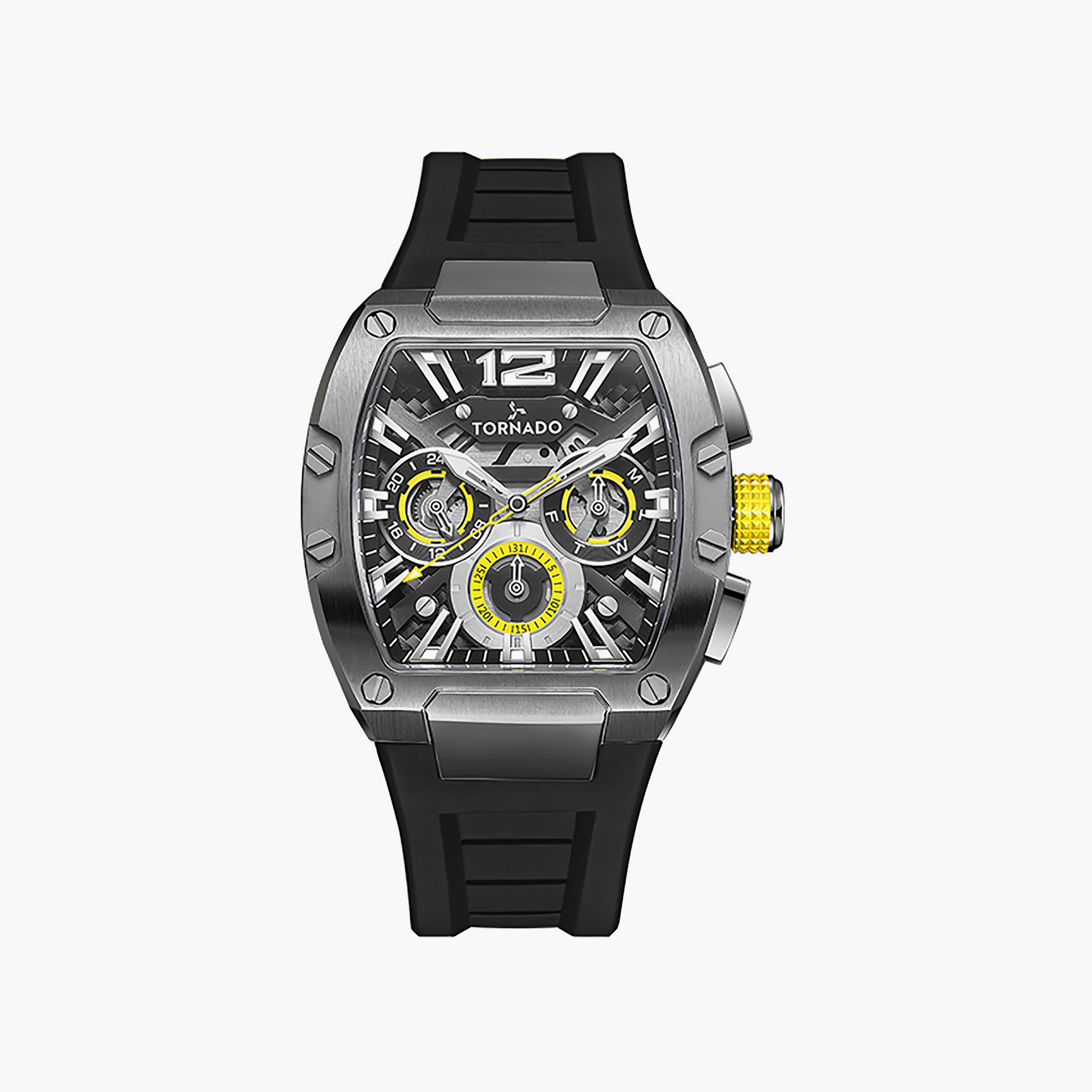 Tornado Men's 43 MM Black Chronograph Silicone Watch | T23105-XSBB-men-watchesandjewellery-watches-image-1
