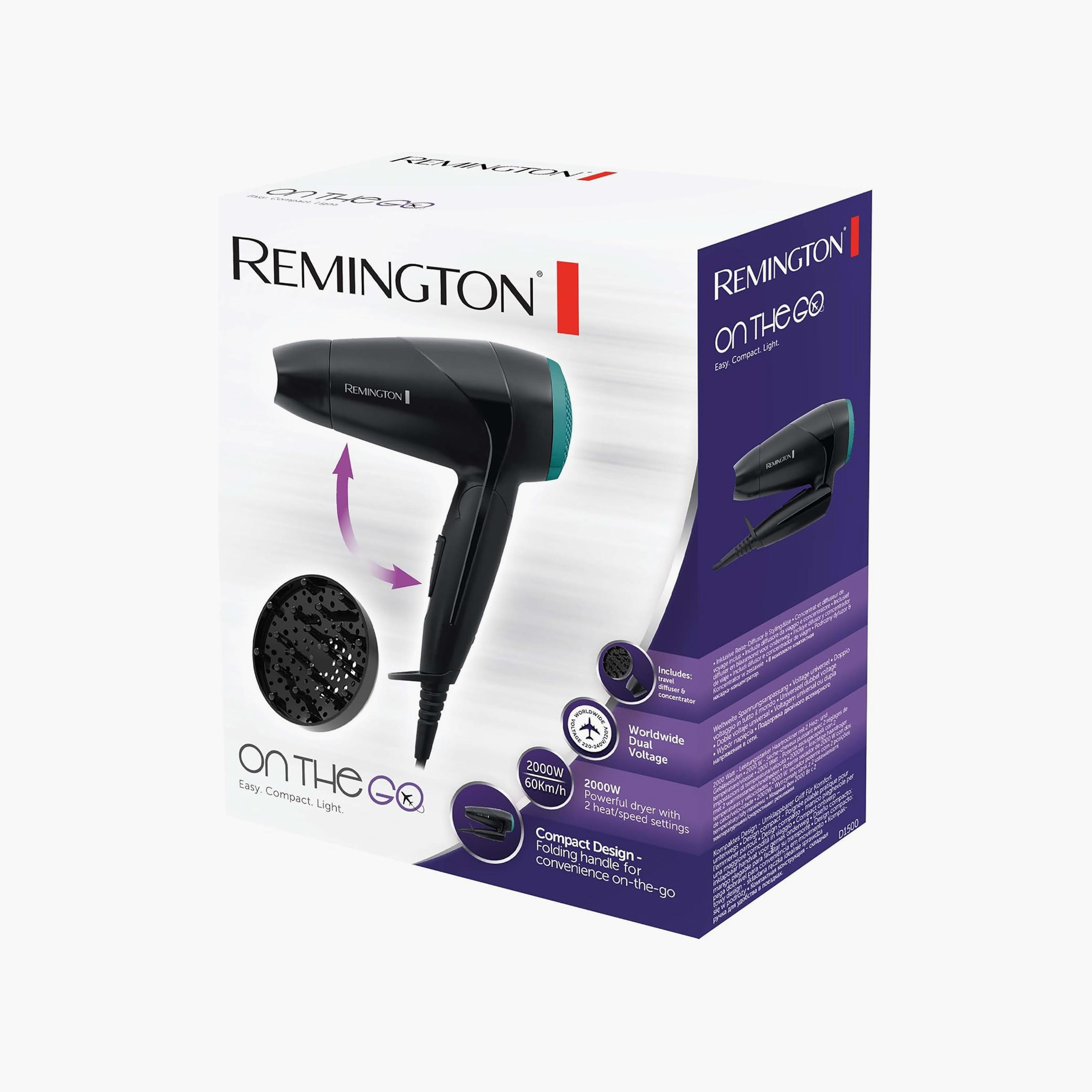 مجفف شعر مدمج للسفر ذو 2000 واط من ريمنجتون بلون أسود | D1500-beautyandpersonalcare-appliances-hairstylingtools-hairdryers-image-3