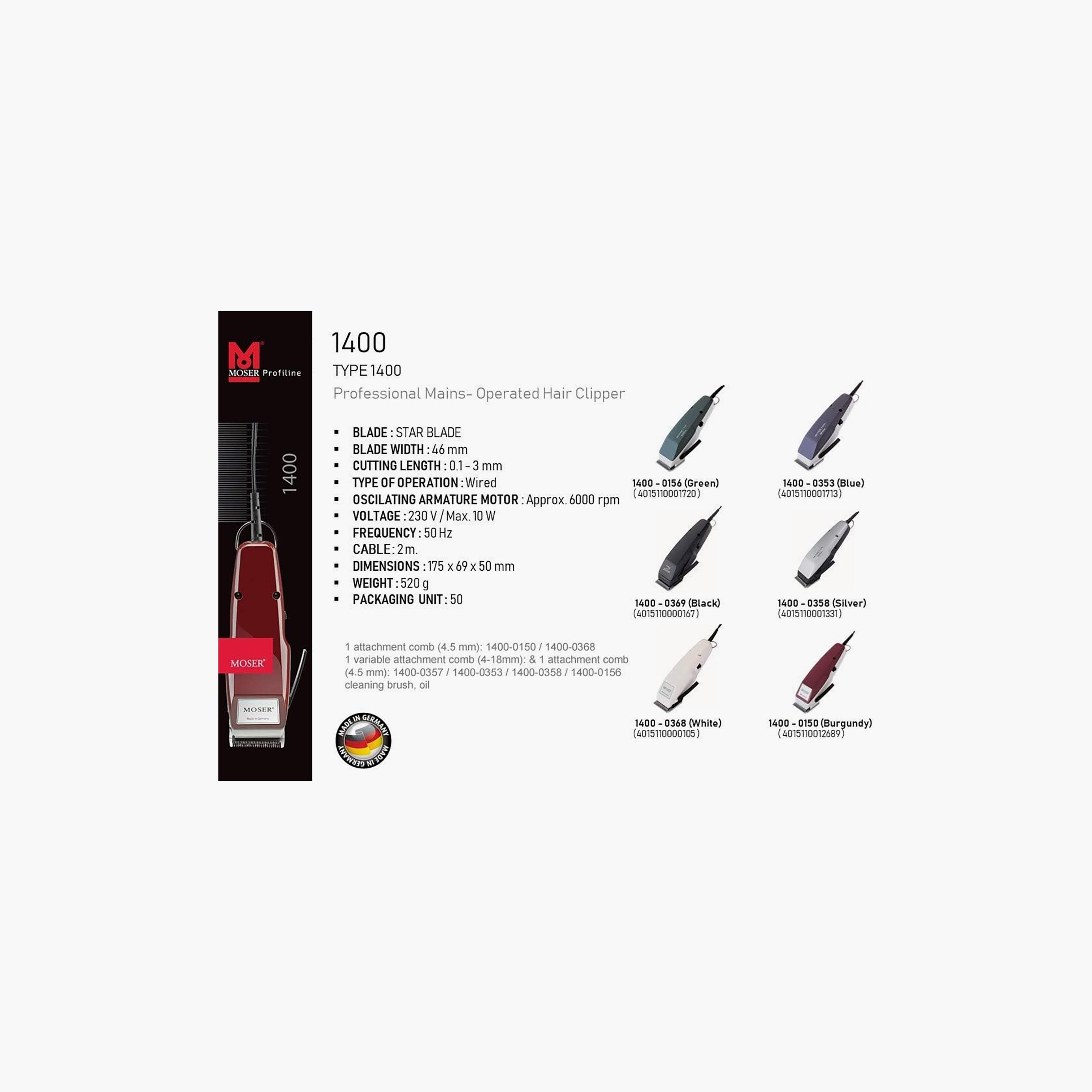 Moser Hair Clipper Red | 1400-0150-beautyandpersonalcare-mens-shaving-image-2