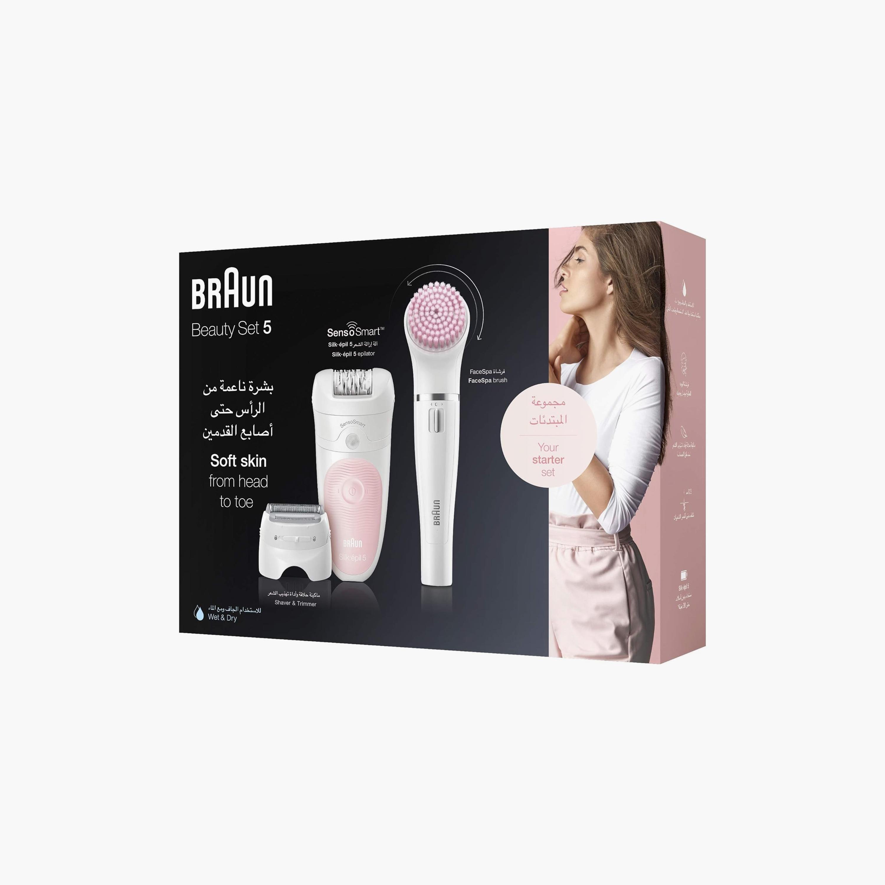ماكينة إزالة الشعر من براون سنسور باللون الأبيض والوردي | SES 5875 BS-beautyandpersonalcare-appliances-hairremovaltools-shavers-image-3