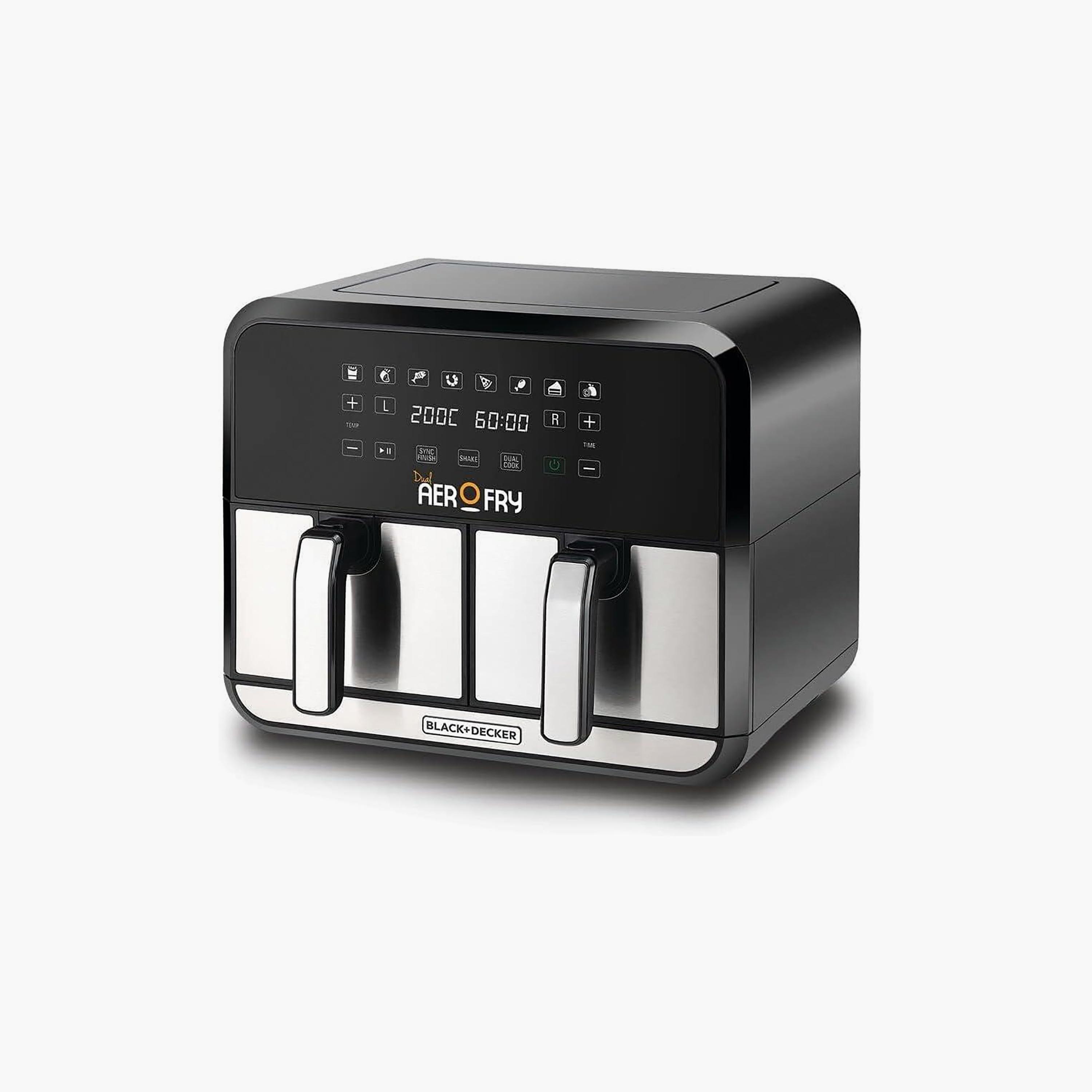 مقلاة هوائية رقمية ثنائية المنطقة باللون الأسود من بلاك اند ديكر | DZAF1700-B5-household-appliances-kitchenappliances-foodprocessors-image-1