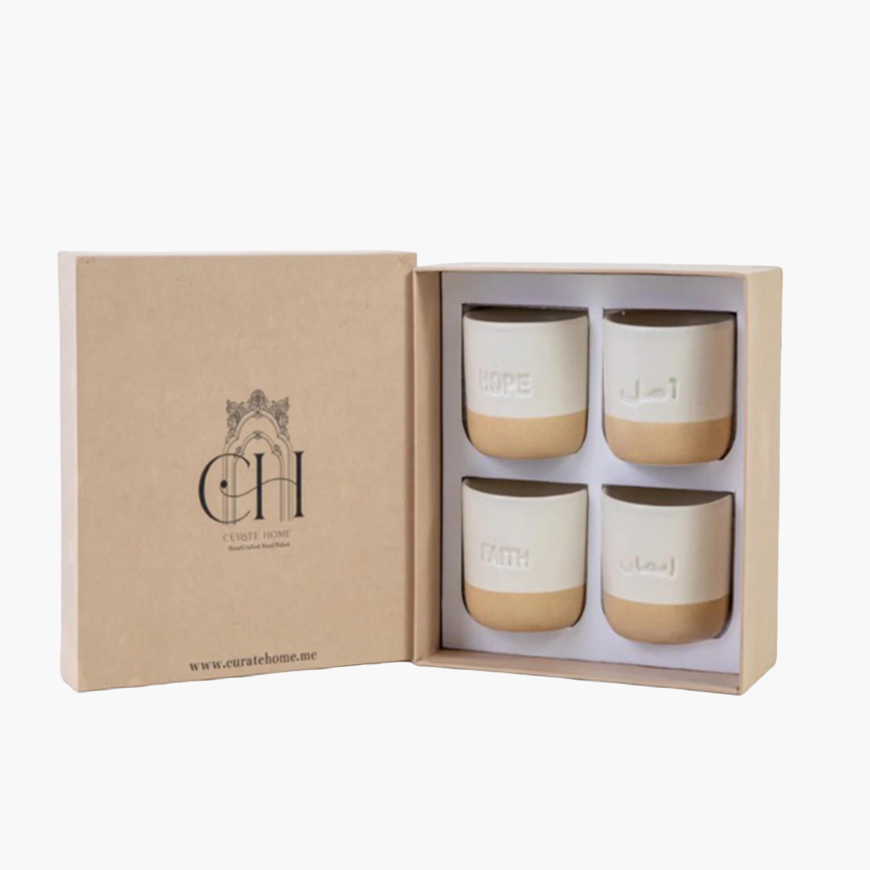 Hope and Faith Ceramic Cup - Set of 4