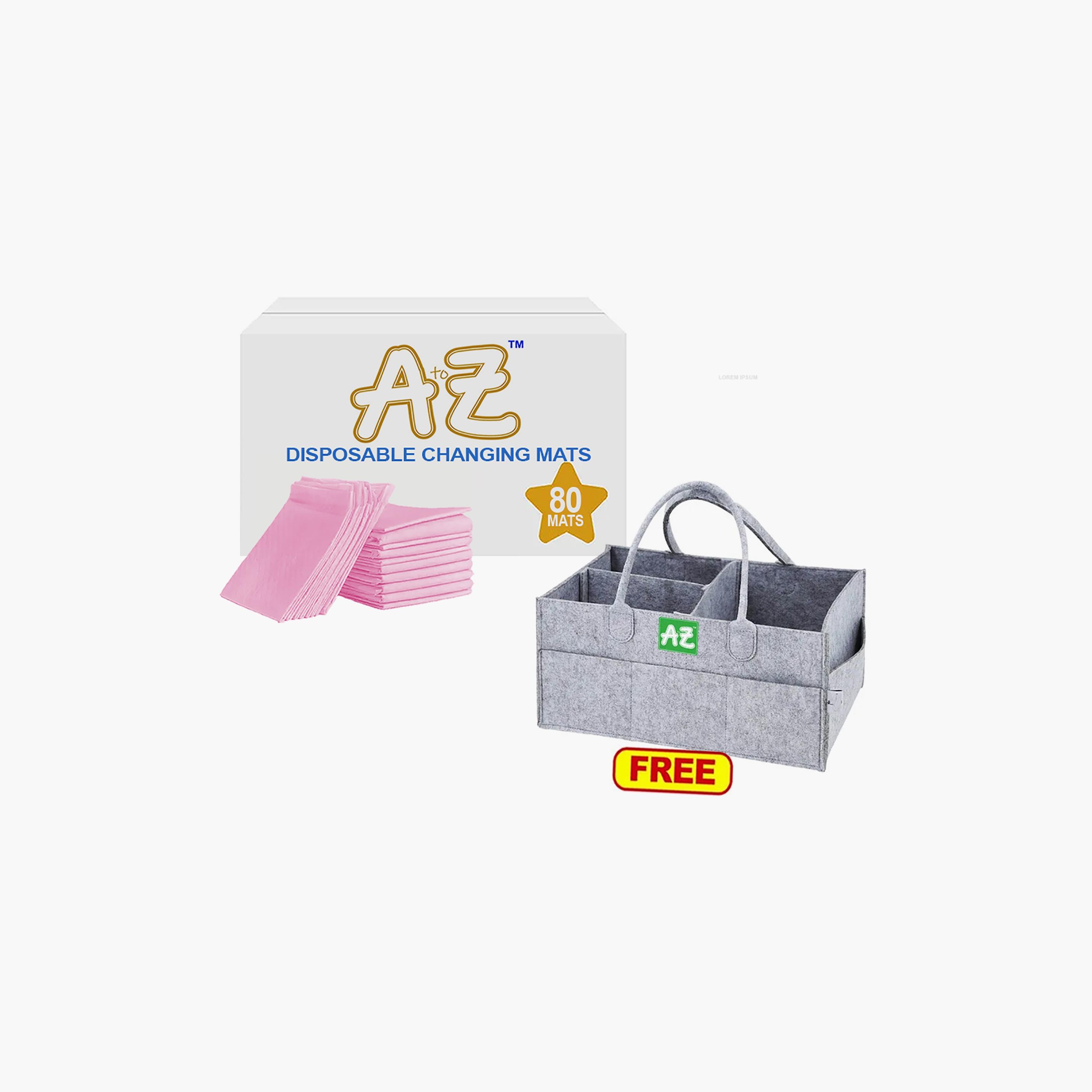 Star Babies Pack of 80 Disposable Changing Mats with Free Caddy Diaper Bag - 45 x 60 cm, Pink-baby-diapering-changingmats-image-4