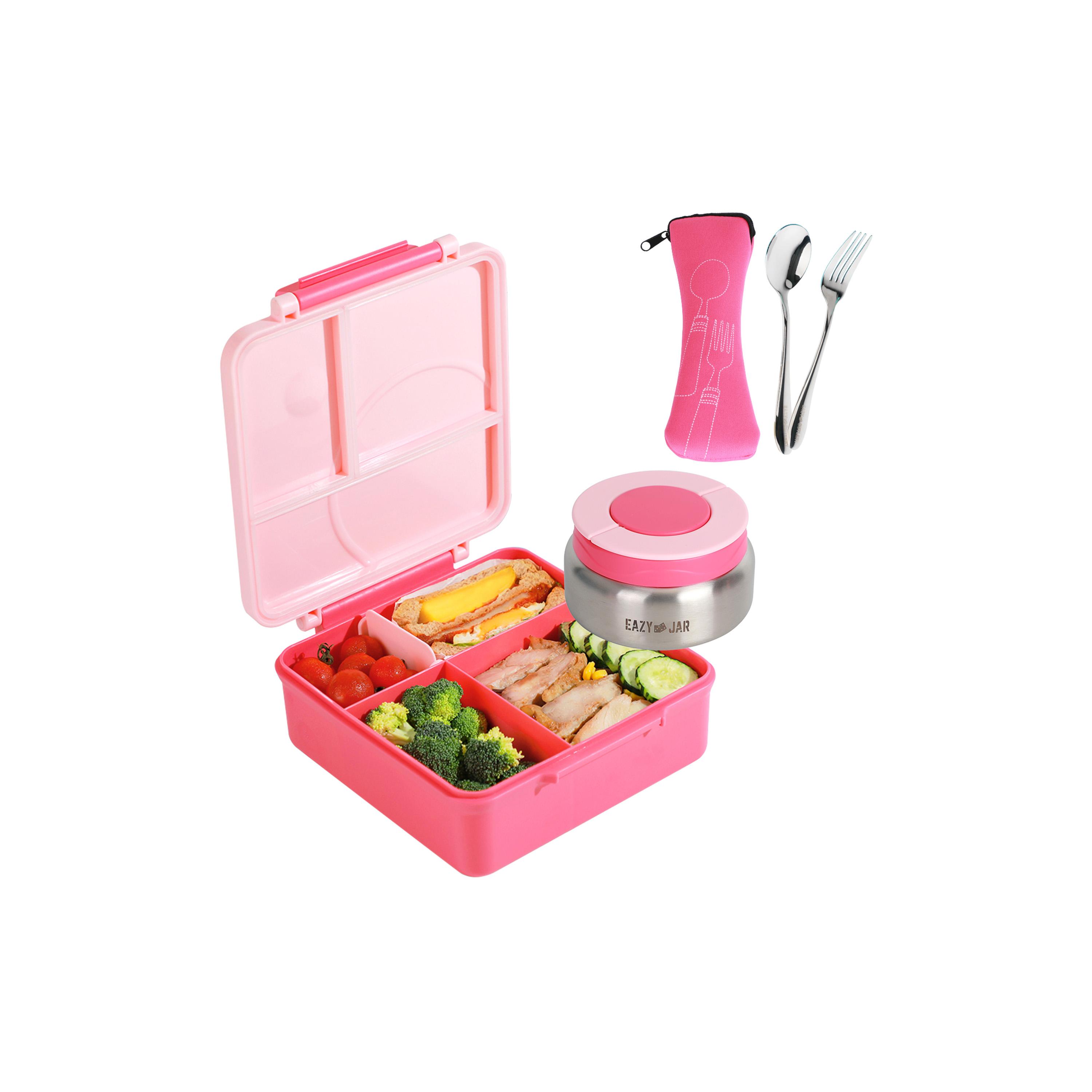 Eazy Kids 3/4 Compartments Jumbo Lunch Box with Bowl, Spoon & Fork-school-lunchessentials-lunchboxes-image-1