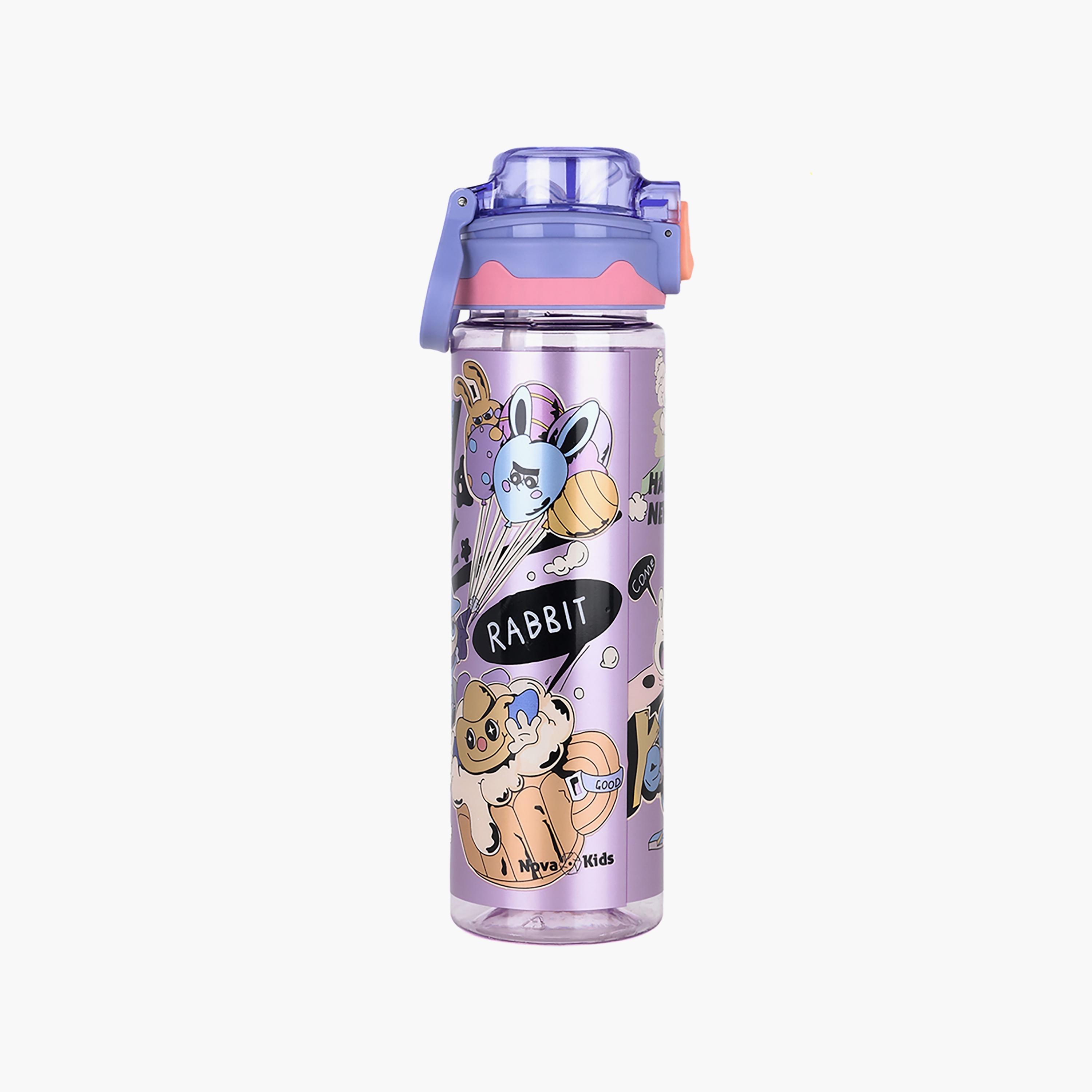 Nova Kids BPA Free Water Bottle with Straw, Purple, 700 ml-school-waterbottles-image-2