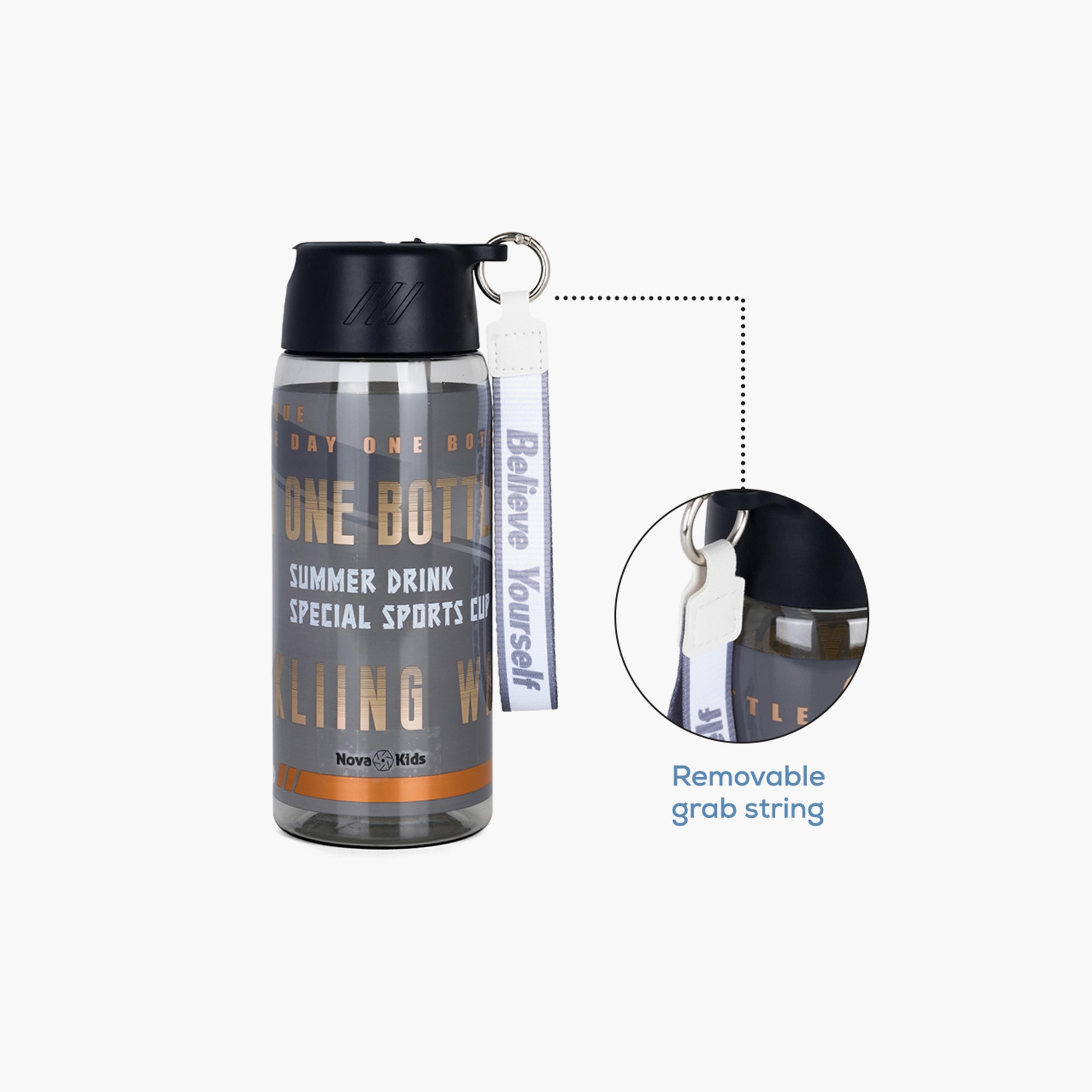 Nova Kids BPA Free Water Bottle with Straw, Black, 750 ml-school-waterbottles-image-3