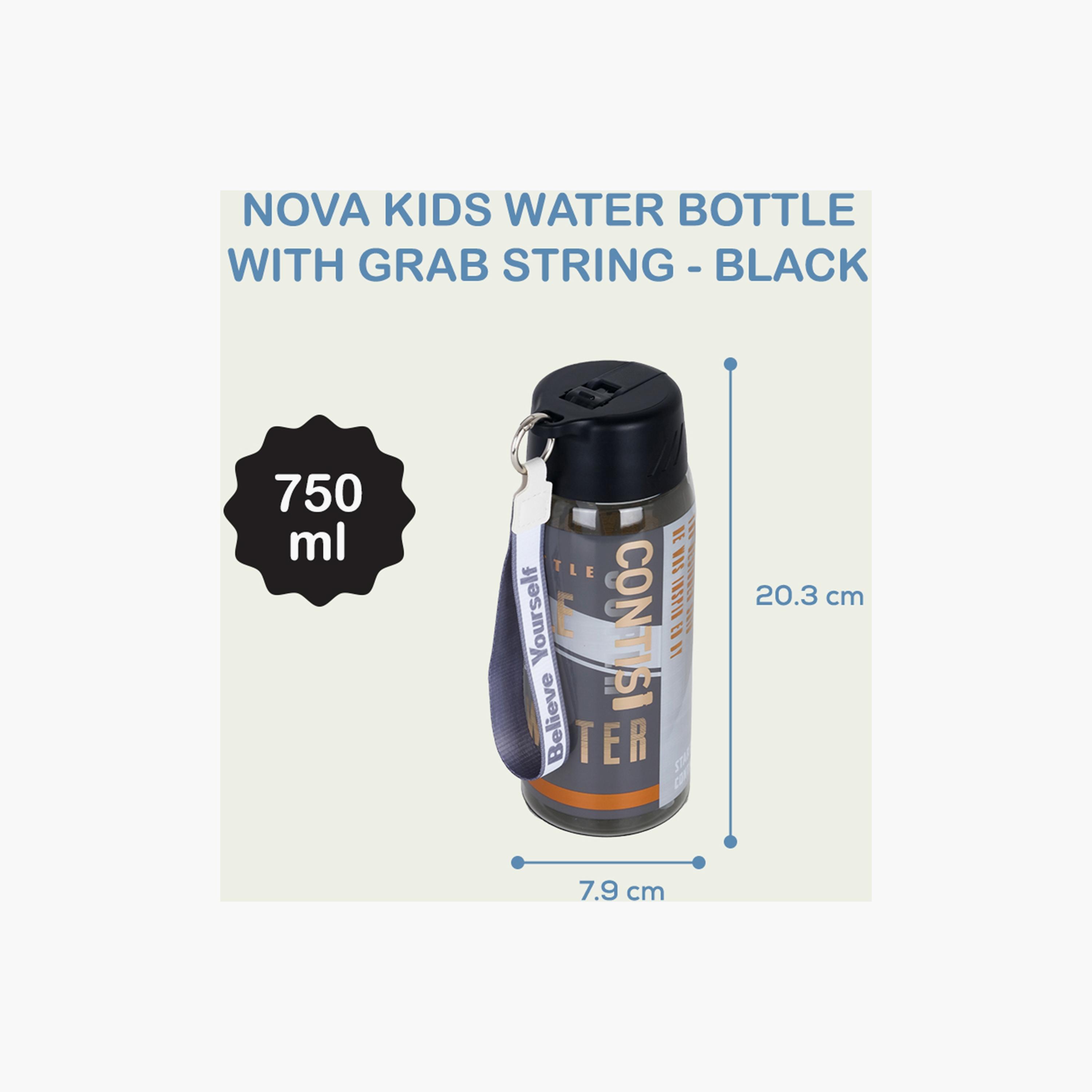 Nova Kids BPA Free Water Bottle with Straw, Black, 750 ml-school-waterbottles-image-4