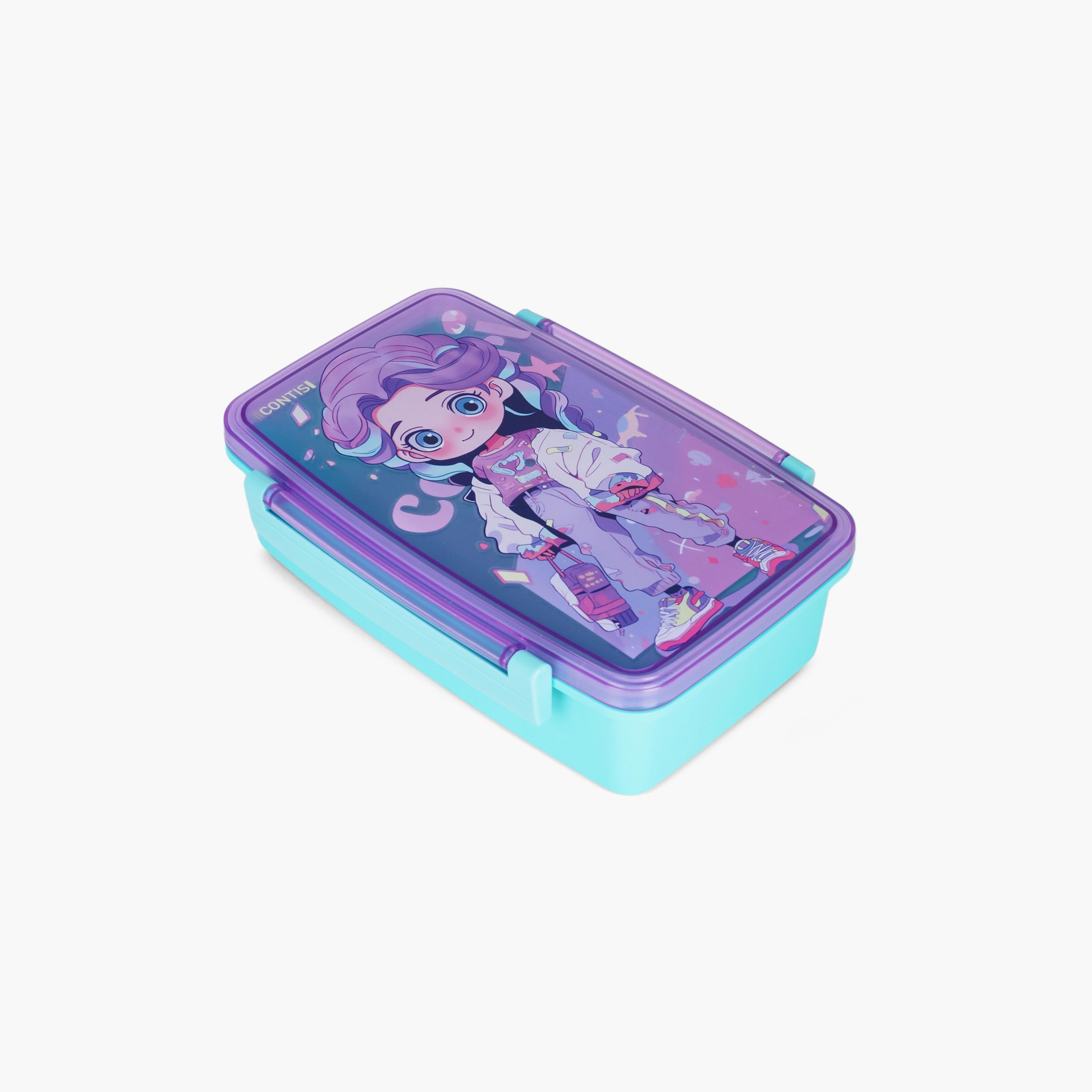 Nova Kids Bento Lunch Box with Spoon & Fork, Cute Girl, Pink-school-lunchessentials-lunchboxes-image-2