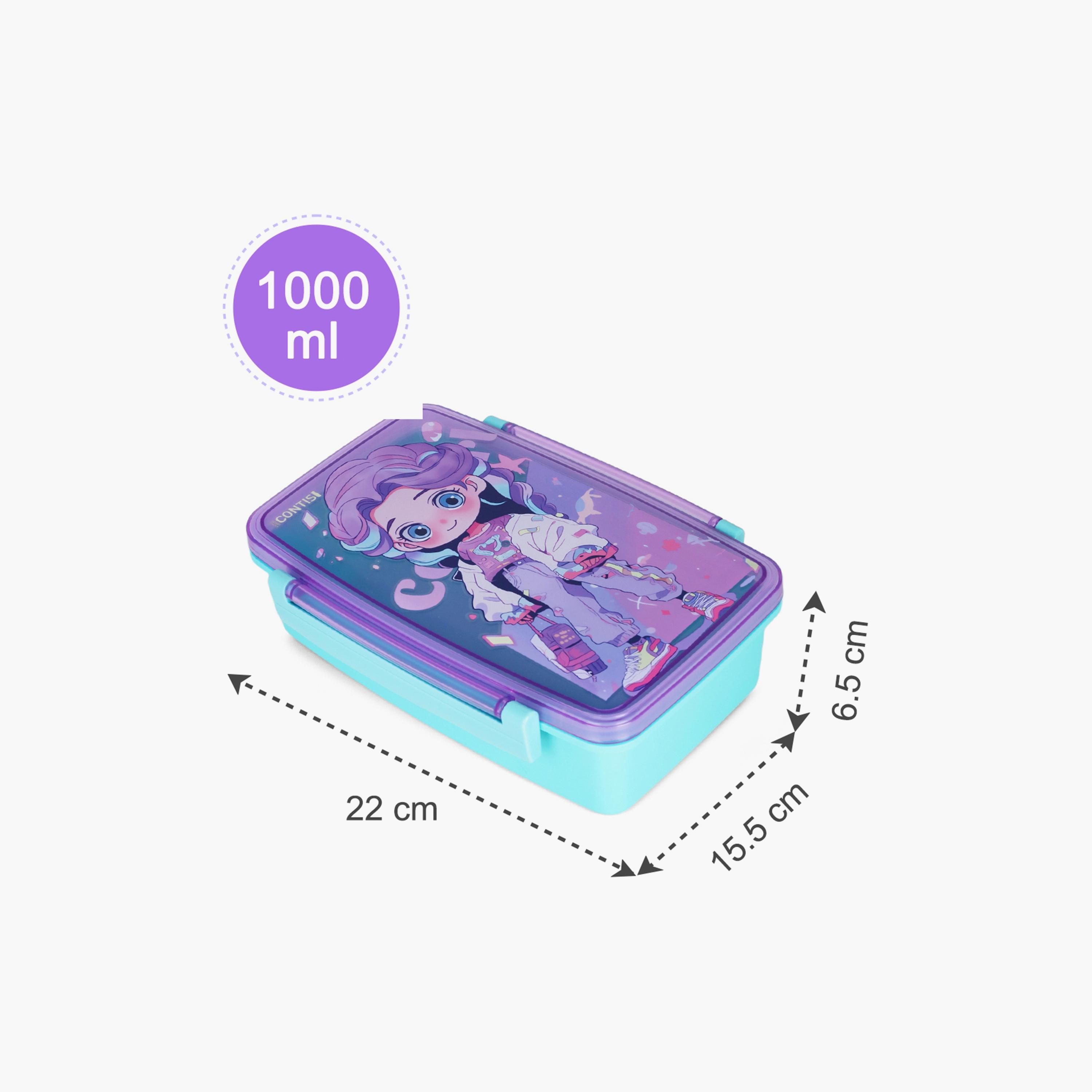 Nova Kids Bento Lunch Box with Spoon & Fork, Cute Girl, Pink-school-lunchessentials-lunchboxes-image-4