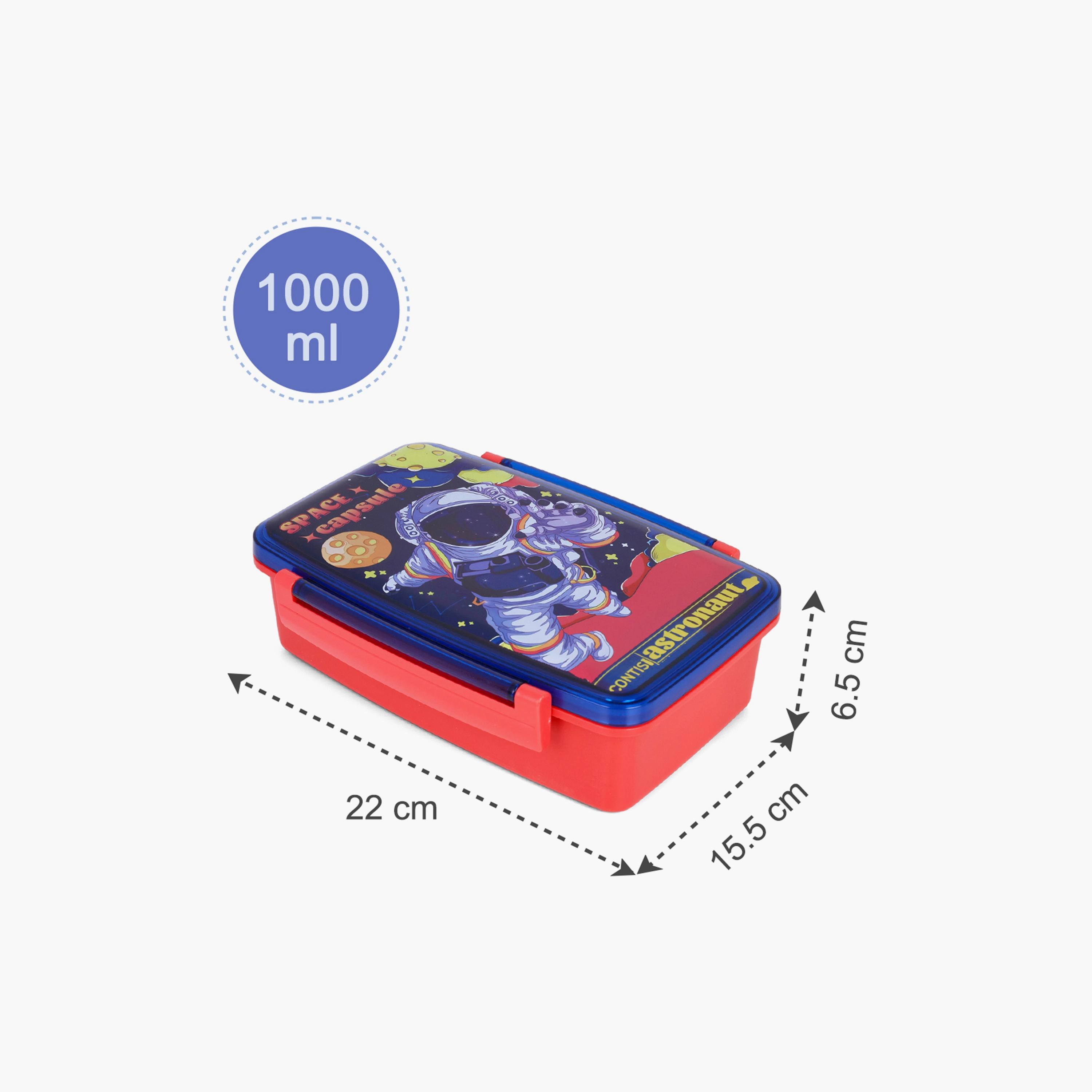 صندوق غداء بينتو مع ملعقة وشوكة من نوفا كيدز، رائد فضاء، أزرق-school-lunchessentials-lunchboxes-image-2