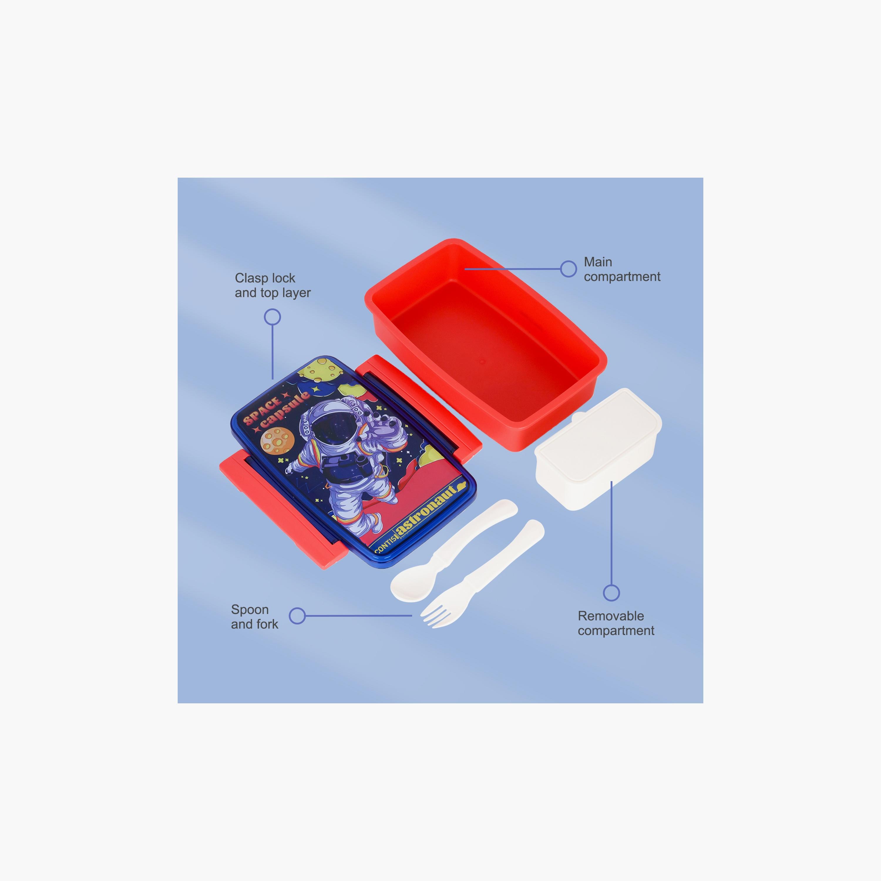 صندوق غداء بينتو مع ملعقة وشوكة من نوفا كيدز، رائد فضاء، أزرق-school-lunchessentials-lunchboxes-image-1