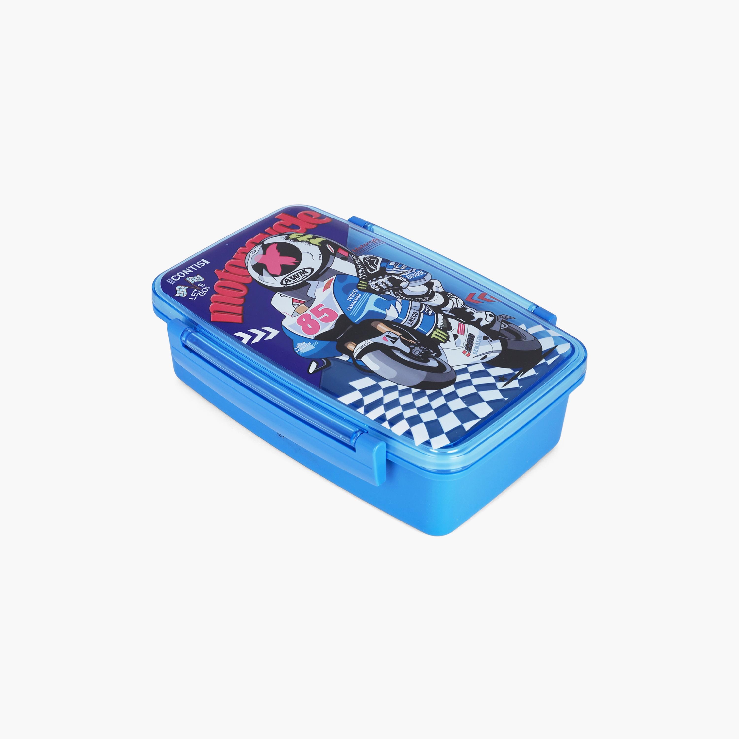 صندوق غداء بينتو مع ملعقة وشوكة من نوفا كيدز، دراجة نارية، أزرق-school-lunchessentials-lunchboxes-image-2