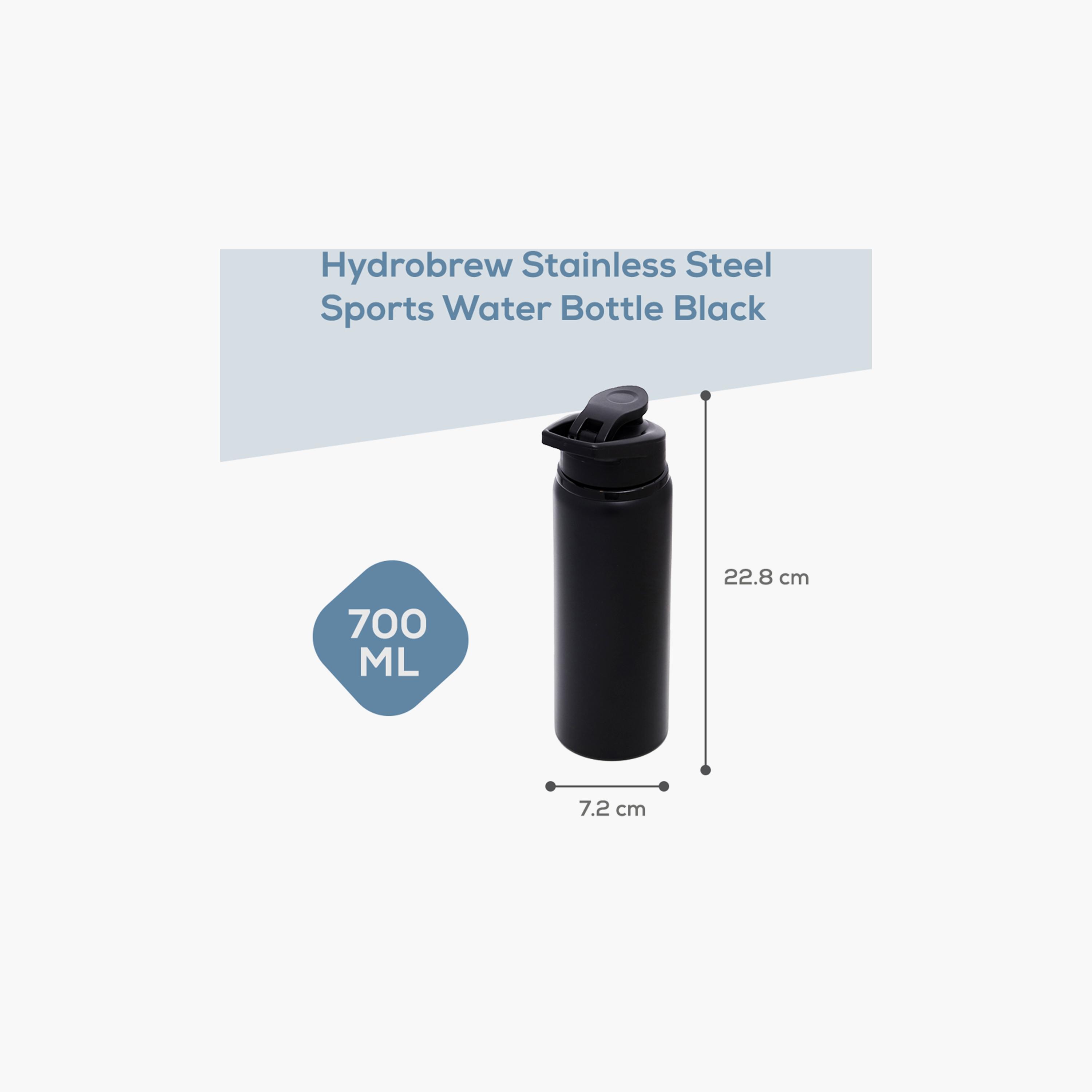 HYDROBREW Stainless Steel Sports Water Bottle, Black, 700ml-school-waterbottles-image-4